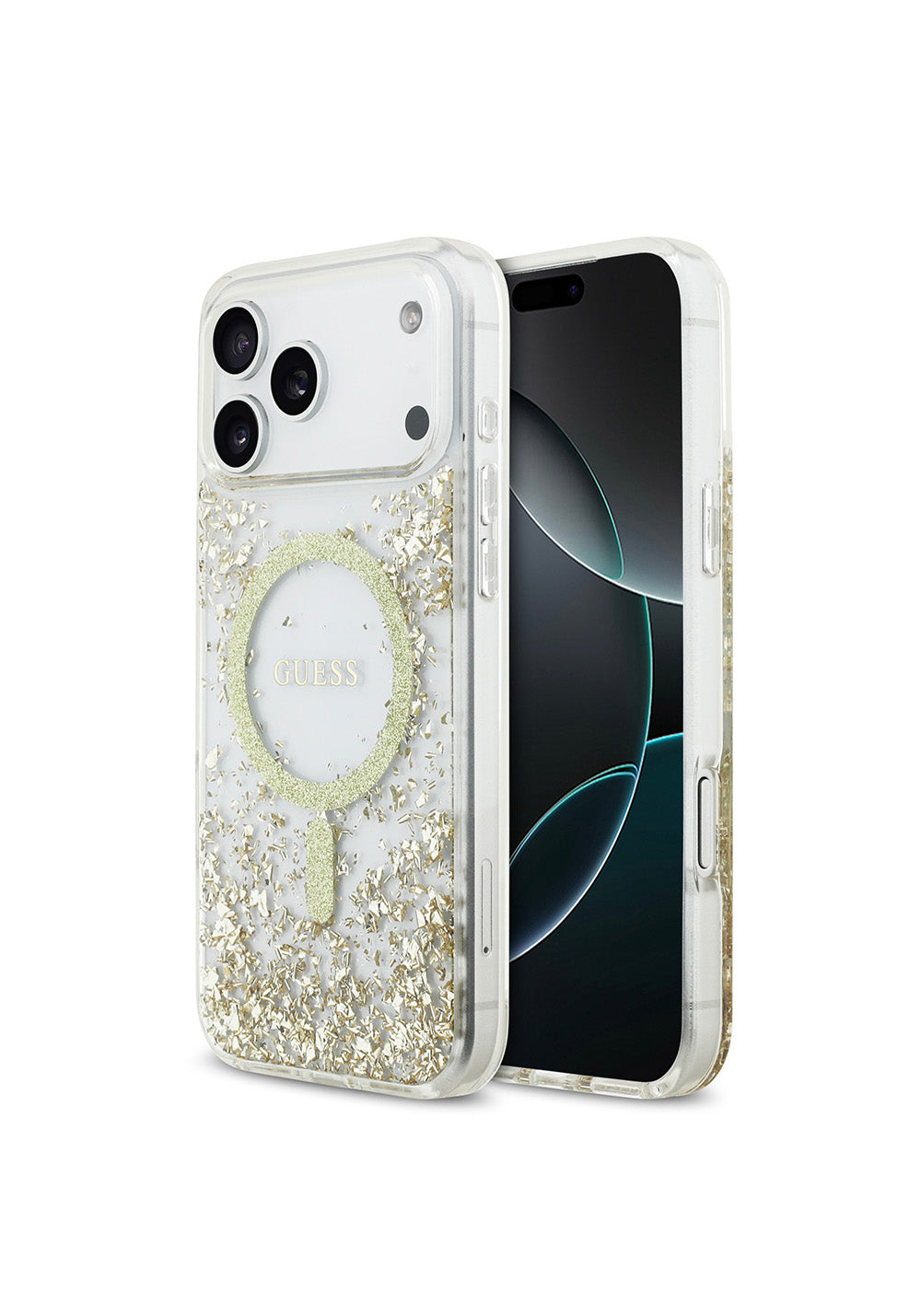 Apple iPhone 17 Pro Max Kılıf Guess Orijinal Lisanslı Manyetik Şarj Uyumlu Transparan Resin Bottom Kapak
