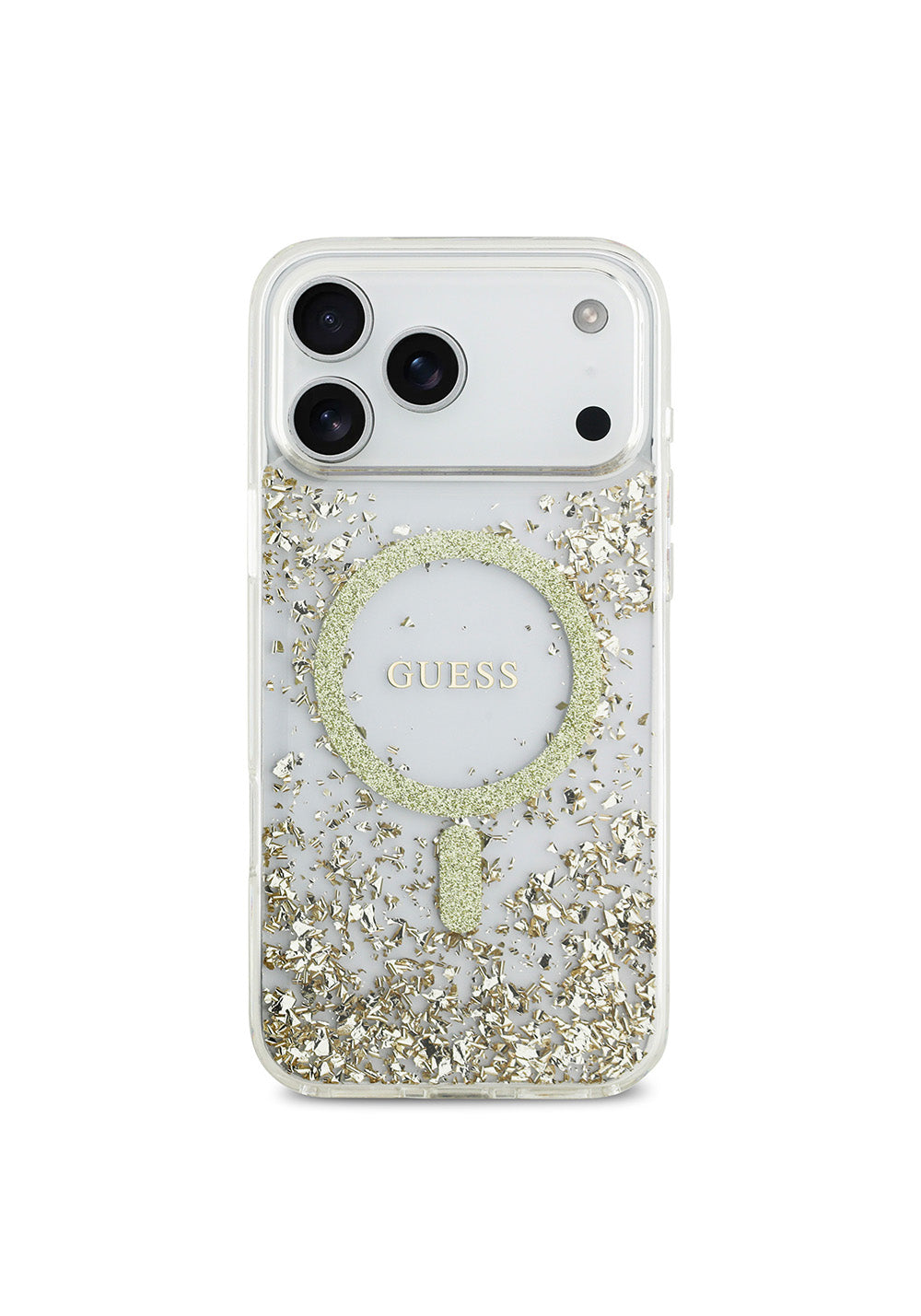 Apple iPhone 17 Pro Max Kılıf Guess Orijinal Lisanslı Manyetik Şarj Uyumlu Transparan Resin Bottom Kapak