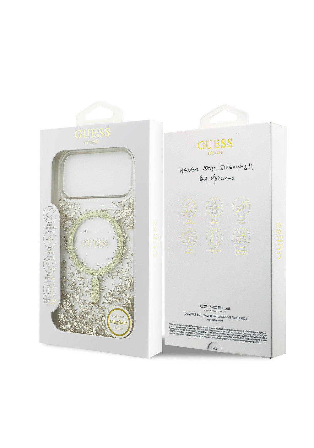 Apple iPhone 17 Pro Max Kılıf Guess Orijinal Lisanslı Manyetik Şarj Uyumlu Transparan Resin Bottom Kapak
