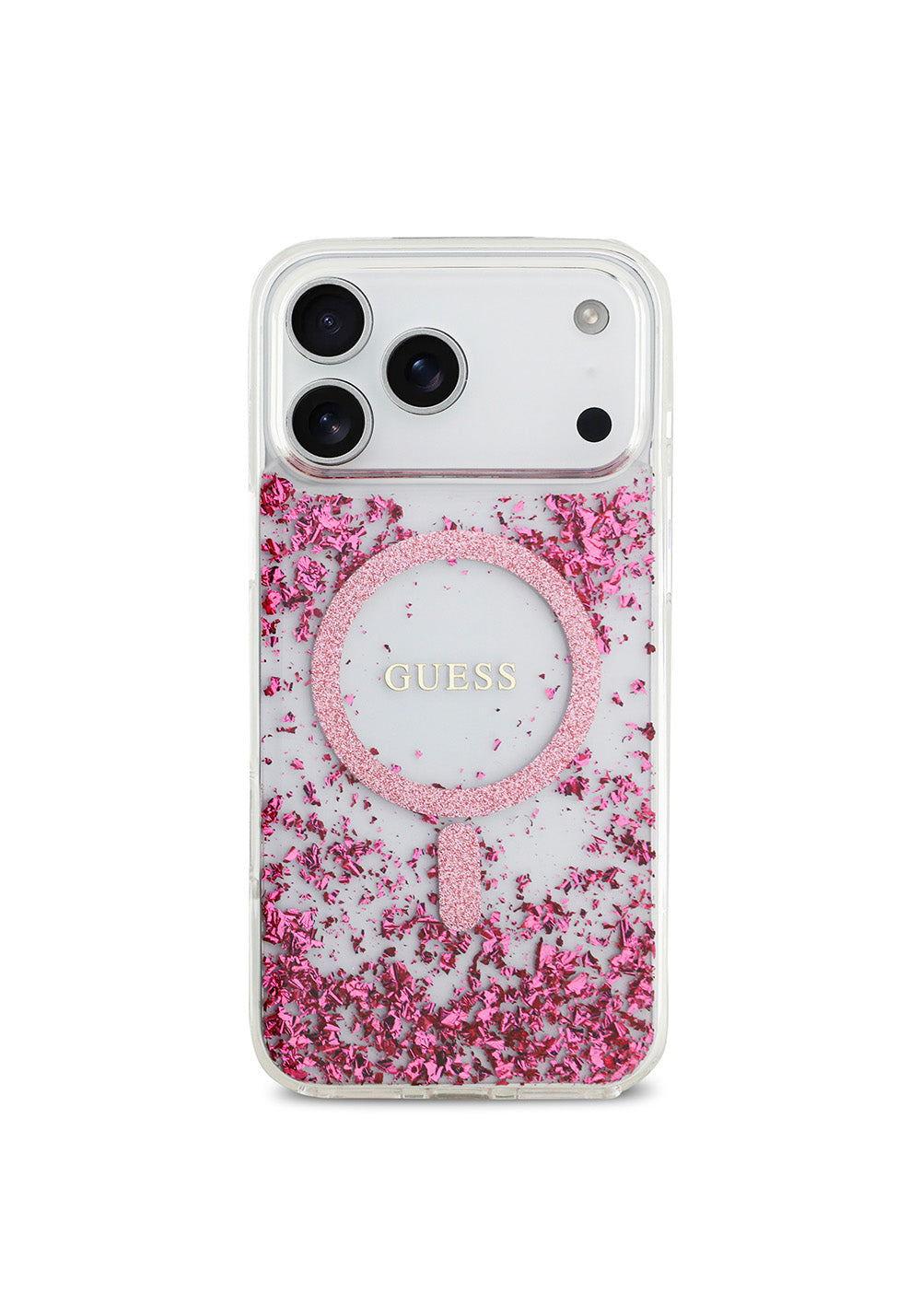 Apple iPhone 17 Pro Max Kılıf Guess Orijinal Lisanslı Manyetik Şarj Uyumlu Transparan Resin Bottom Kapak