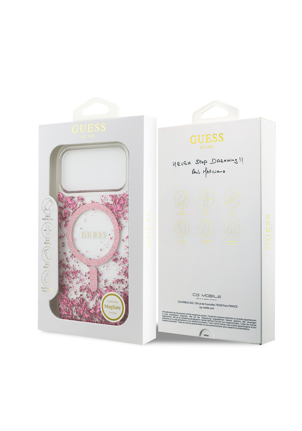 Apple iPhone 17 Pro Max Kılıf Guess Orijinal Lisanslı Manyetik Şarj Uyumlu Transparan Resin Bottom Kapak