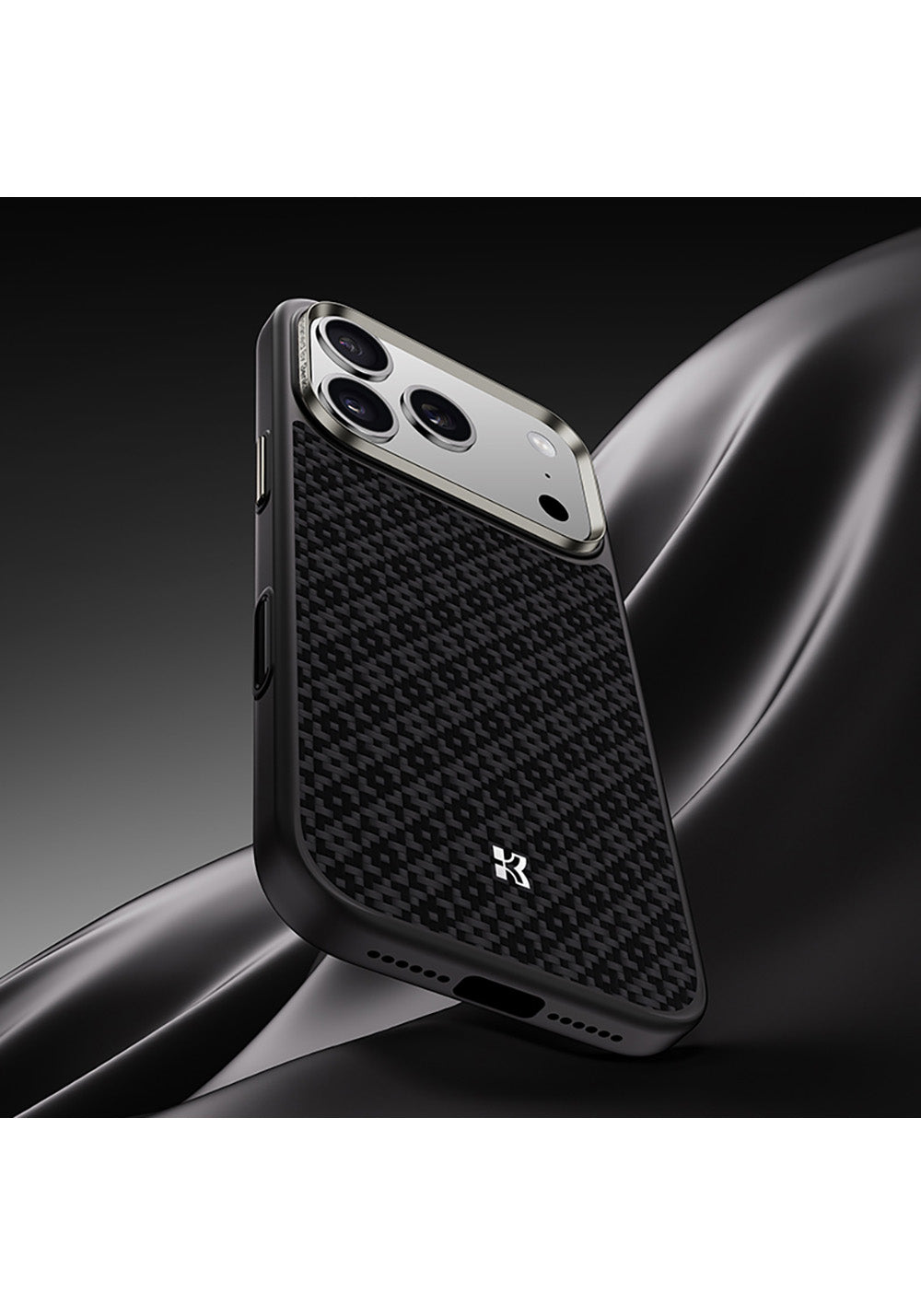 Apple iPhone 17 Pro Kılıf M-Safe Şarj Özellikli Benks ArmorPro ArmorGrid Serisi Kevlar Karbon Kapak