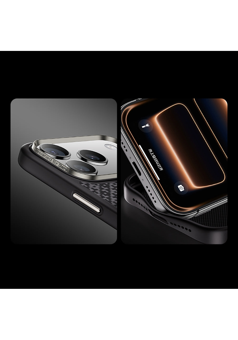 Apple iPhone 17 Pro Kılıf M-Safe Şarj Özellikli Benks ArmorPro ArmorGrid Serisi Kevlar Karbon Kapak