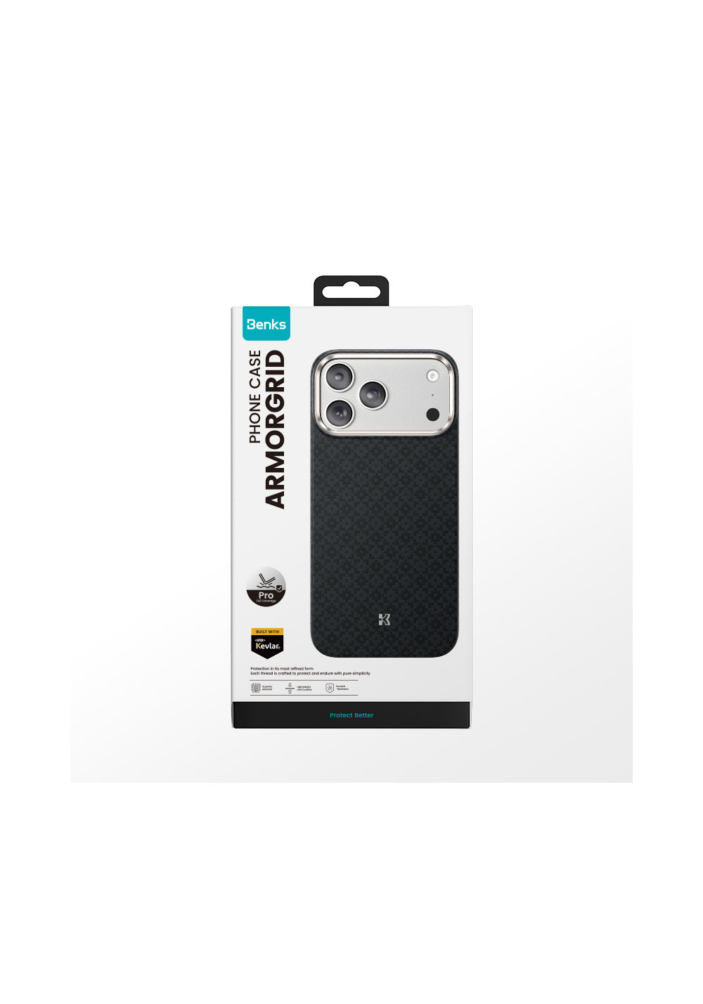 Apple iPhone 17 Pro Kılıf M-Safe Şarj Özellikli Benks ArmorPro ArmorGrid Serisi Kevlar Karbon Kapak