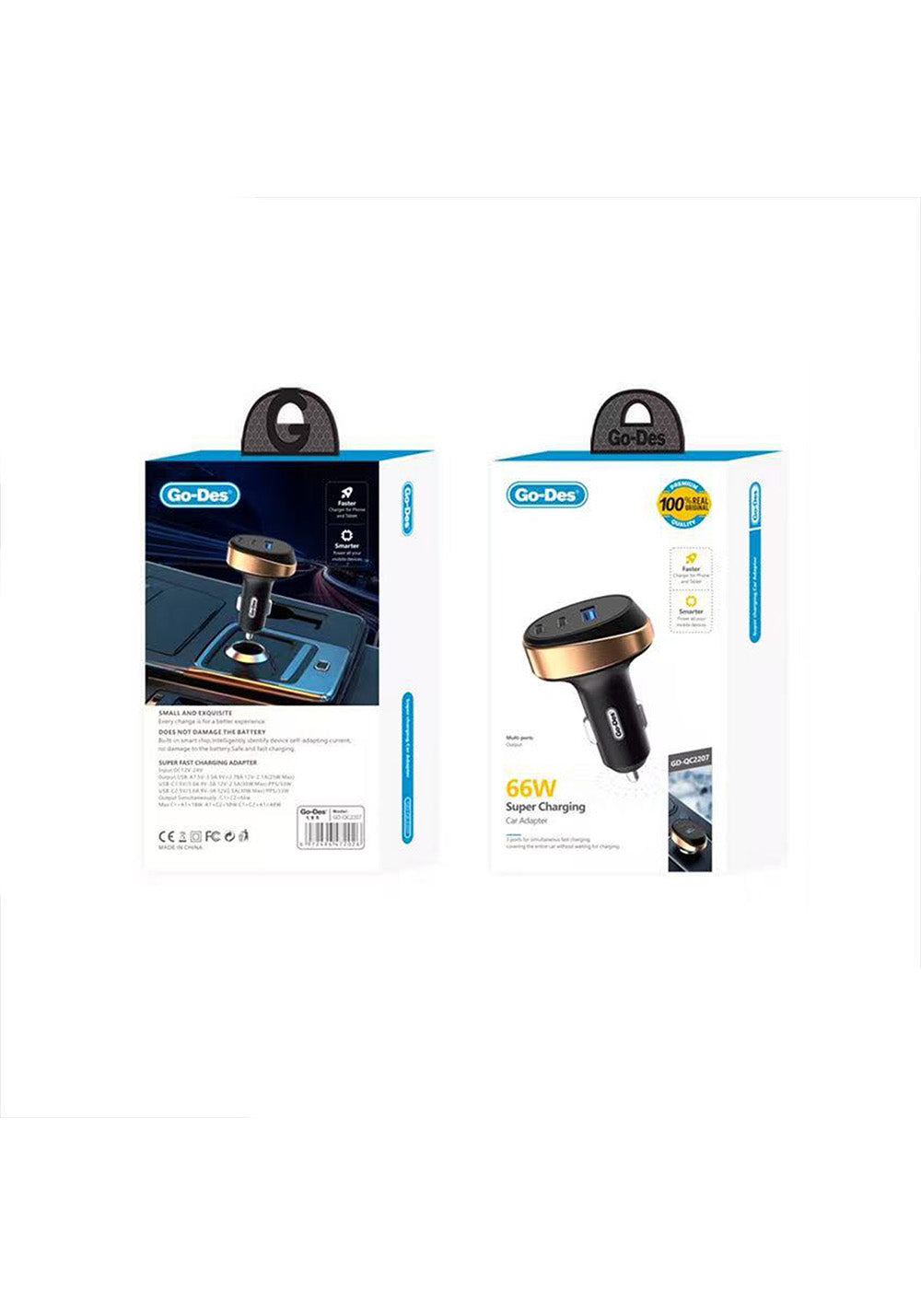 Go-Des GD-QC2207 PD 66W Hızlı Şarj Özellikli Araç Şarj Başlığı