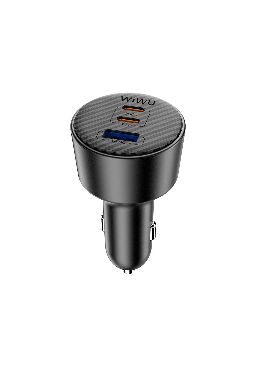 Wiwu Wi-CC026 Hızlı Şarj Özellikli PD Type-C + USB-A Portlu Aramid Fiber Araç Şarj Aleti 200W