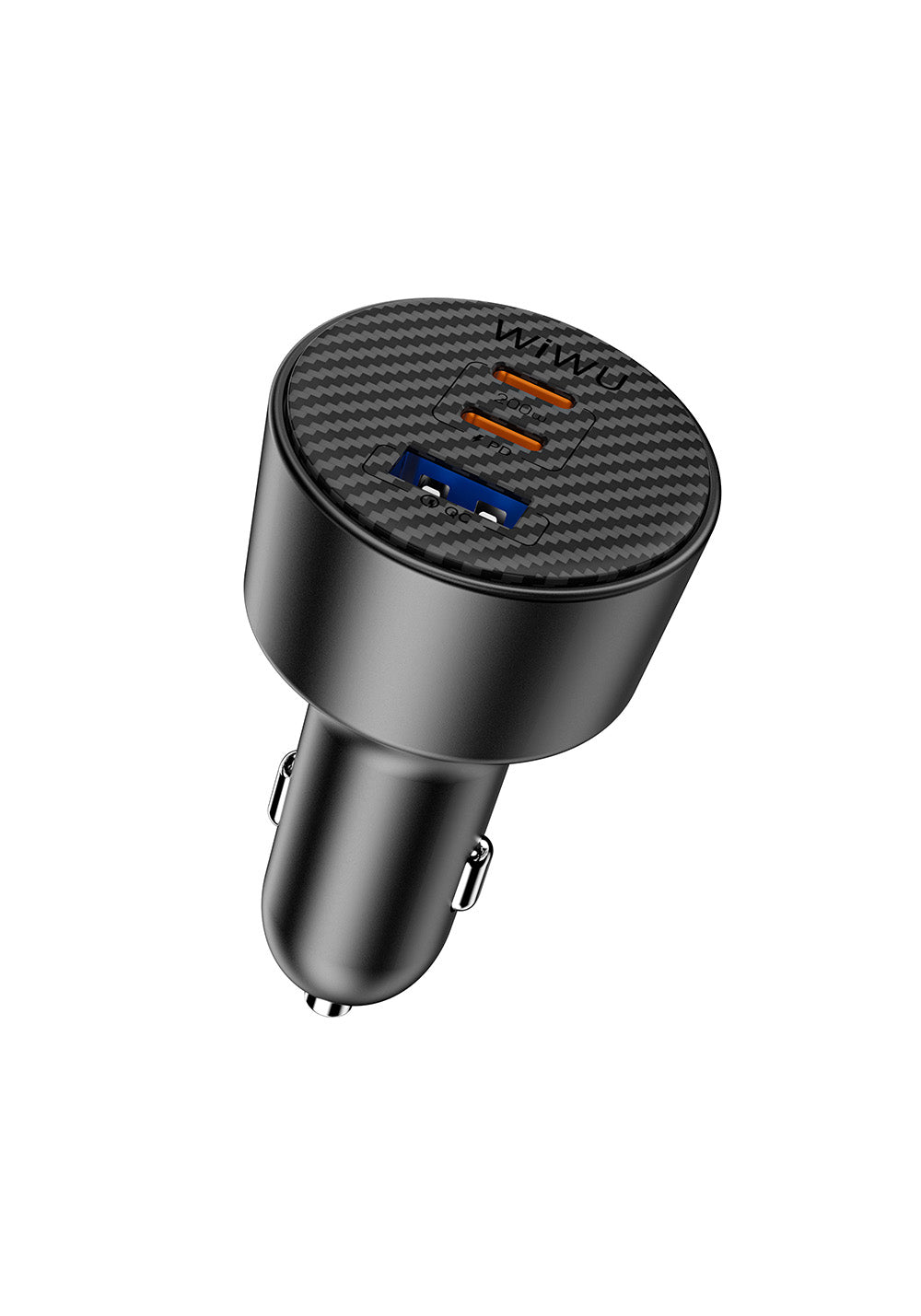 Wiwu Wi-CC026 Hızlı Şarj Özellikli PD Type-C + USB-A Portlu Aramid Fiber Araç Şarj Aleti 200W