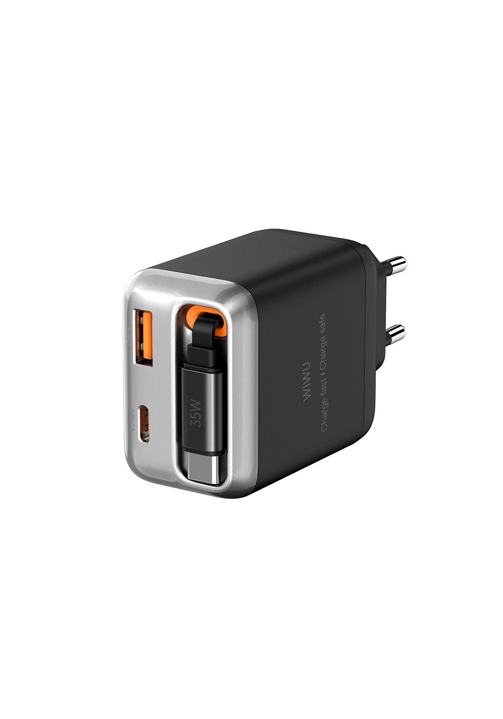 Wiwu Wi-G029 Helix Serisi GaN Teknolojili Hızlı Şarj Başlığı USB-A to Type-C PD 35W Type-C Kablolu Şarj Seti