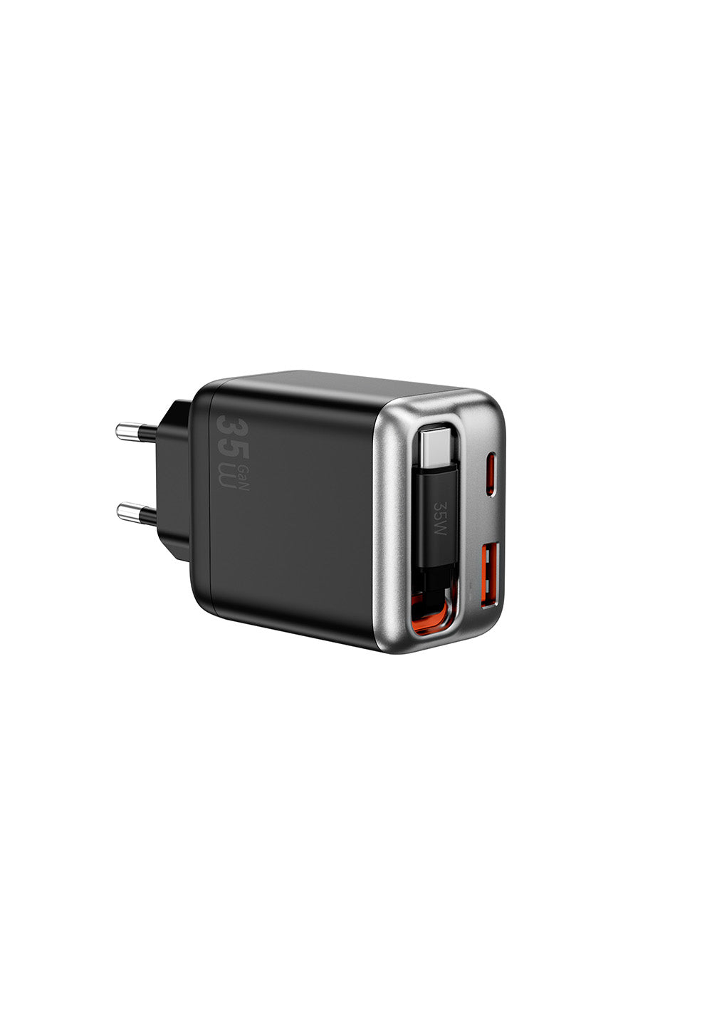 Wiwu Wi-G029 Helix Serisi GaN Teknolojili Hızlı Şarj Başlığı USB-A to Type-C PD 35W Type-C Kablolu Şarj Seti