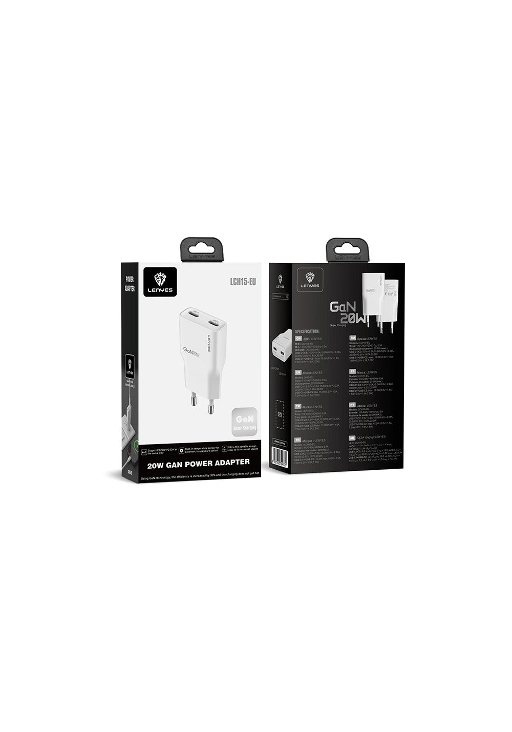 Lenyes LCH15-EU TC-L Type-C to Lightning GaN Teknolojili PD Hızlı Şarj Özellikli Şarj Seti 20W