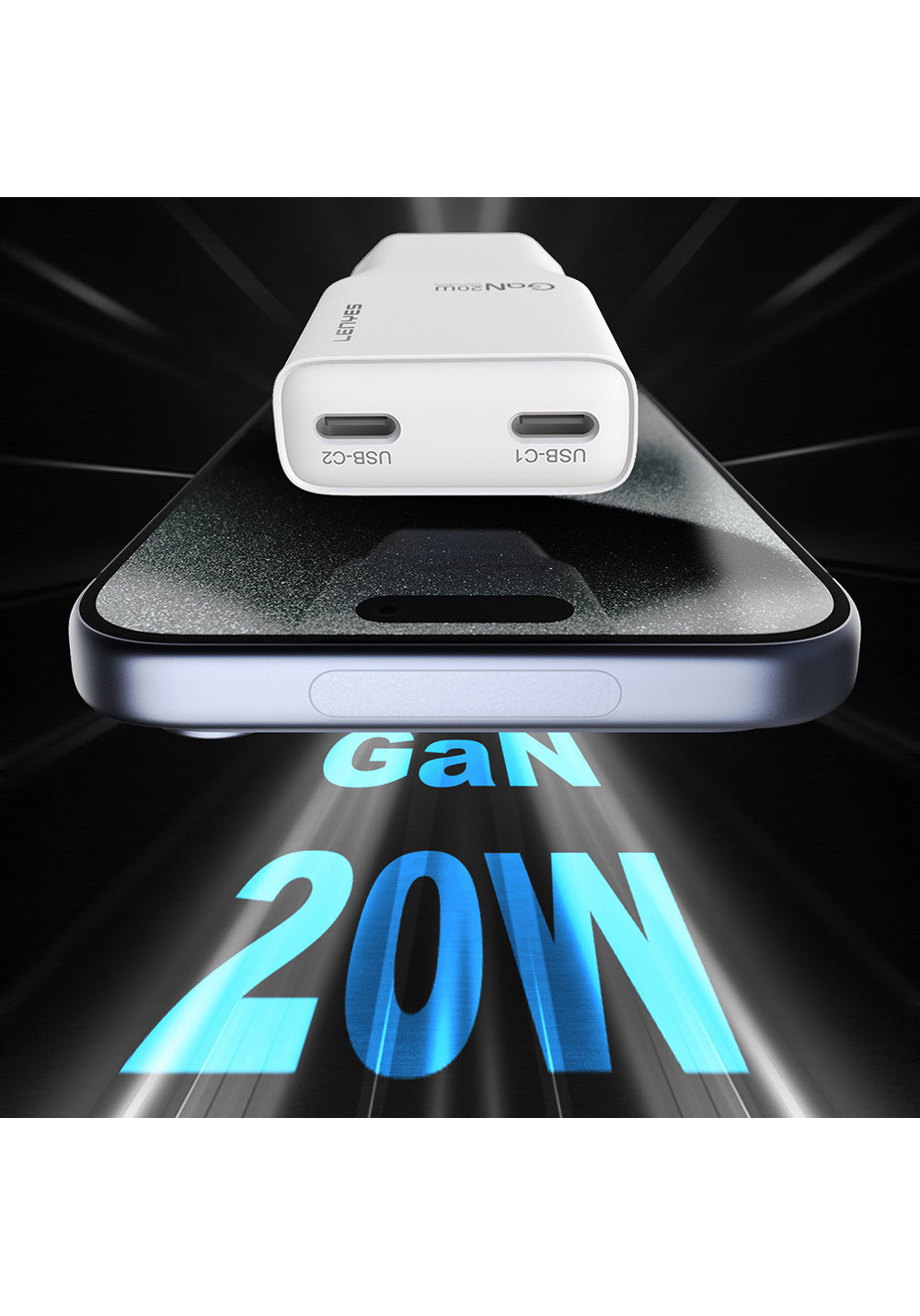 Lenyes LCH15-EU TC-TC Type-C to Type-C GaN Teknolojili PD Hızlı Şarj Özellikli Şarj Seti 20W