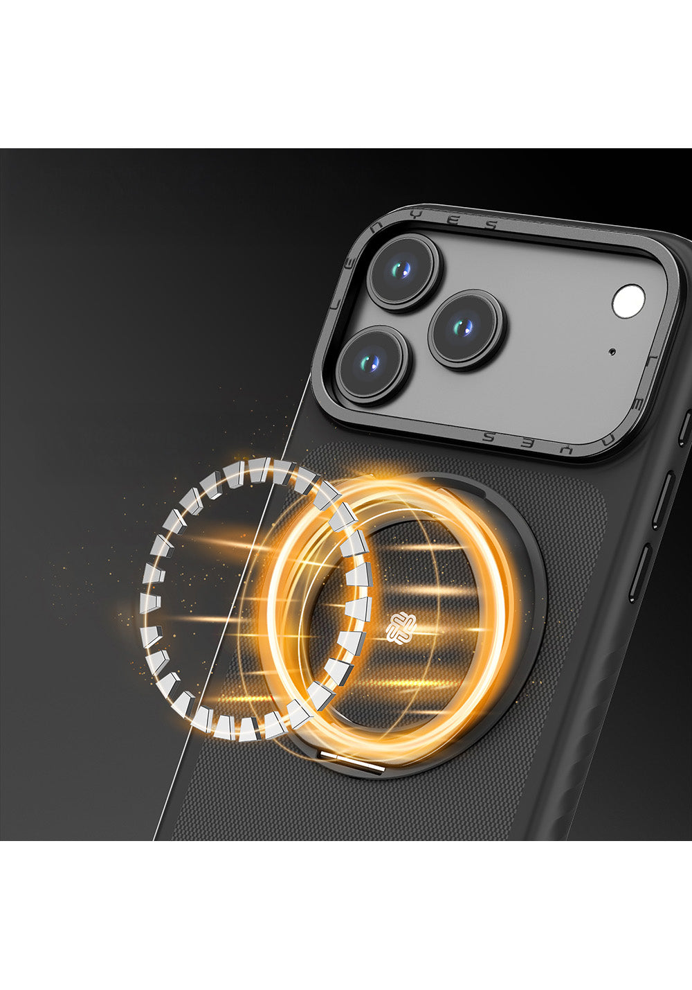 Apple iPhone 17 Pro Max Kılıf Manyetik Şarj Uyumlu Metal Standlı Lenyes CK225 Kapak