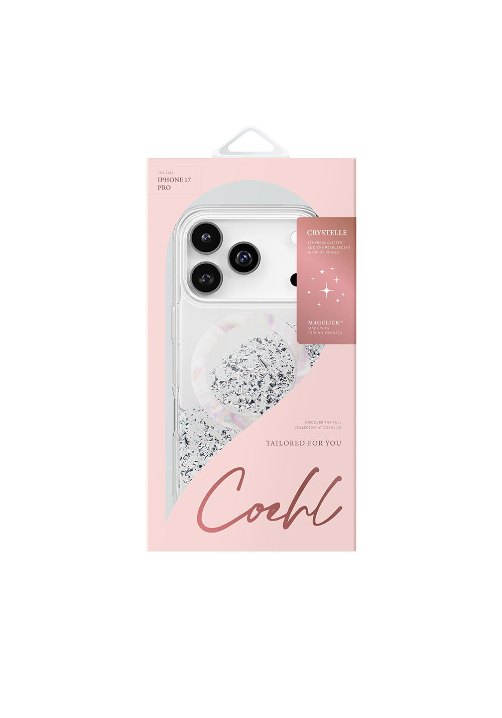 Apple iPhone 17 Pro Kılıf M-safe Şarj Parlak Kristal Desenli Coehl Crystelle Kapak