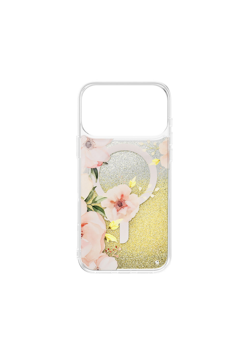 Apple iPhone 17 Pro Max Kılıf Manyetik Şarj Uyumlu Çiçek Desenli Simli Arka Yüzey Coehl Fleurette Kapak