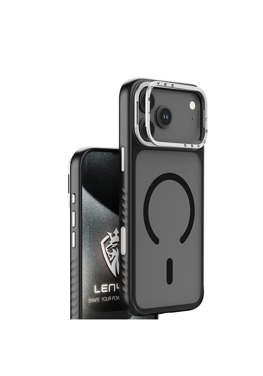 Apple iPhone 17 Kılıf Manyetik Şarj Uyumlu Metal Kamera Standlı Lenyes CK226 PC Kapak