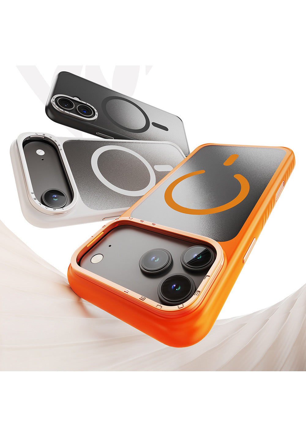 Apple iPhone 17 Kılıf Manyetik Şarj Uyumlu Metal Kamera Standlı Lenyes CK226 PC Kapak