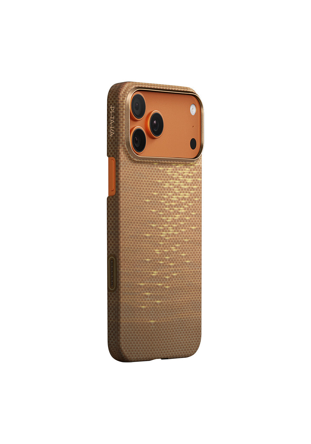 Apple iPhone 17 Pro Max Kılıf Manyetik Şarj Uyumlu Aramid Karbon Fiber Pitaka Glints of Gold Ultra Slim Serisi Kapak