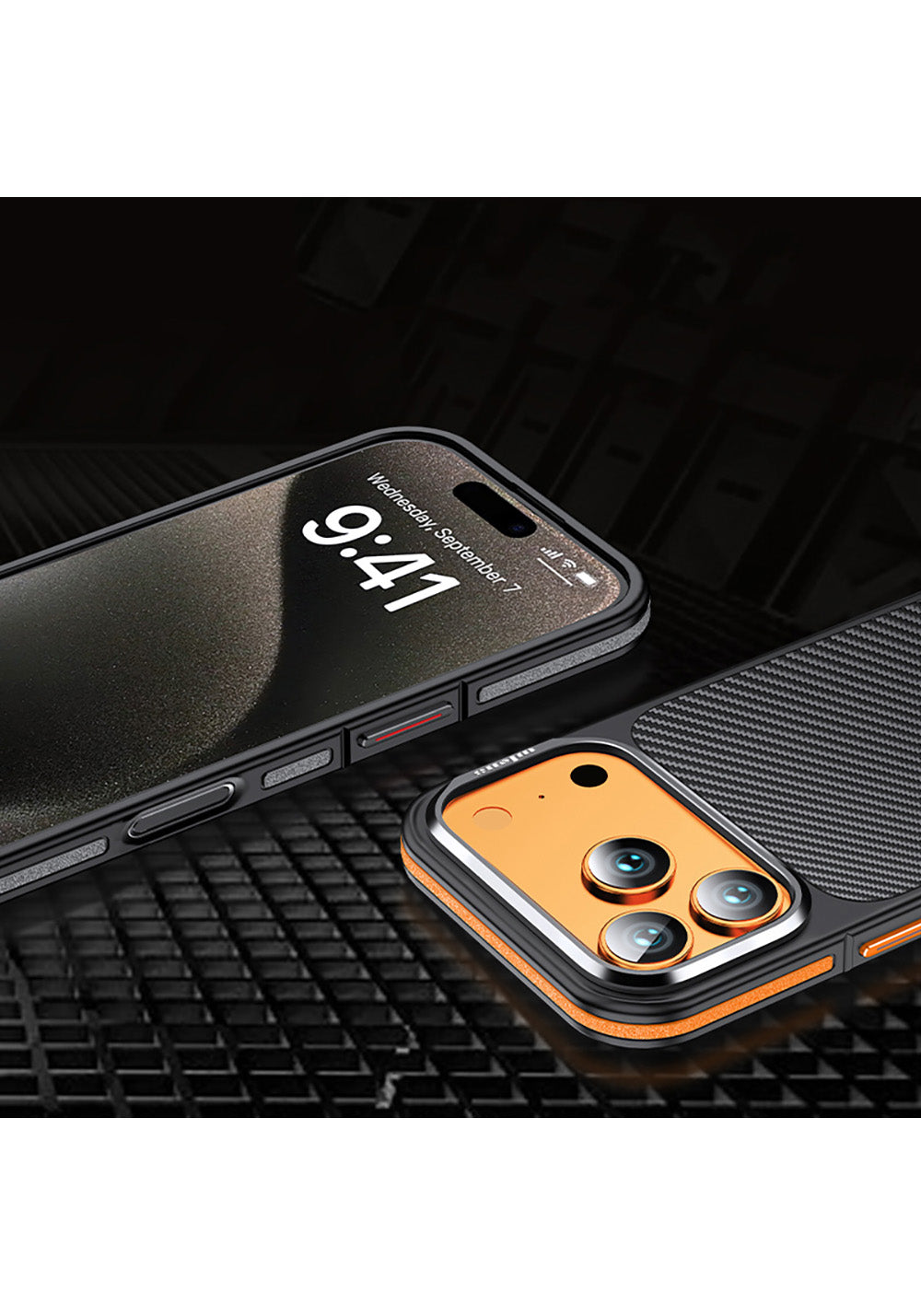Apple iPhone 17 Pro Kılıf Karbon Fiber Görünümlü Wlons Marin Kapak