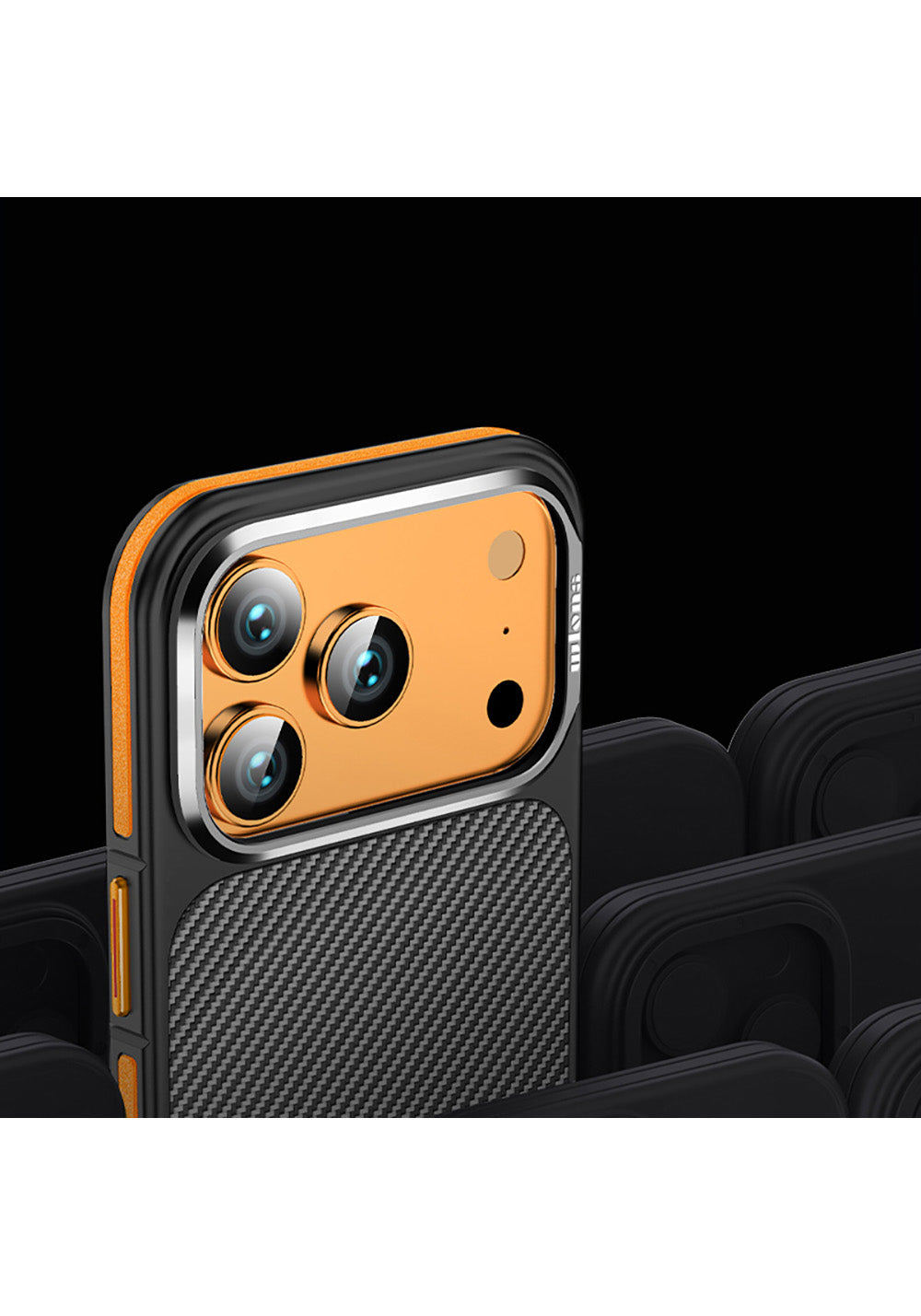 Apple iPhone 17 Pro Kılıf Karbon Fiber Görünümlü Wlons Marin Kapak