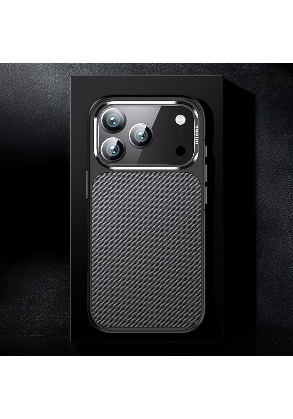Apple iPhone 17 Pro Kılıf Karbon Fiber Görünümlü Wlons Marin Kapak