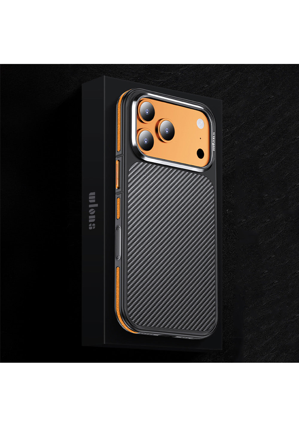 Apple iPhone 17 Pro Max Kılıf Karbon Fiber Görünümlü Wlons Marin Kapak