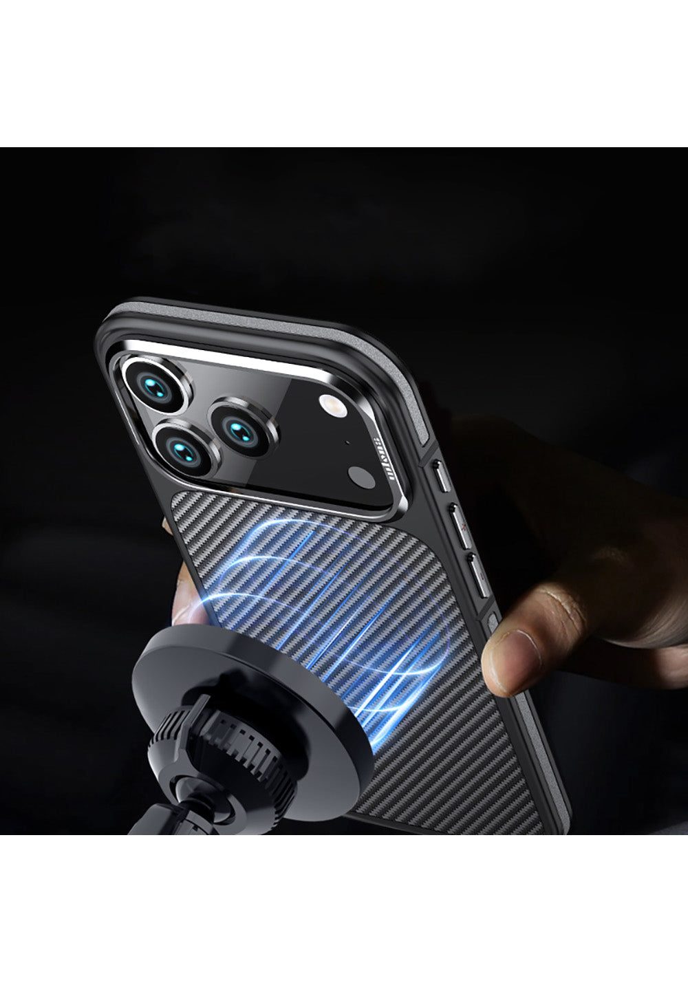 Apple iPhone 17 Pro Max Kılıf Karbon Fiber Görünümlü Wlons Marin Kapak