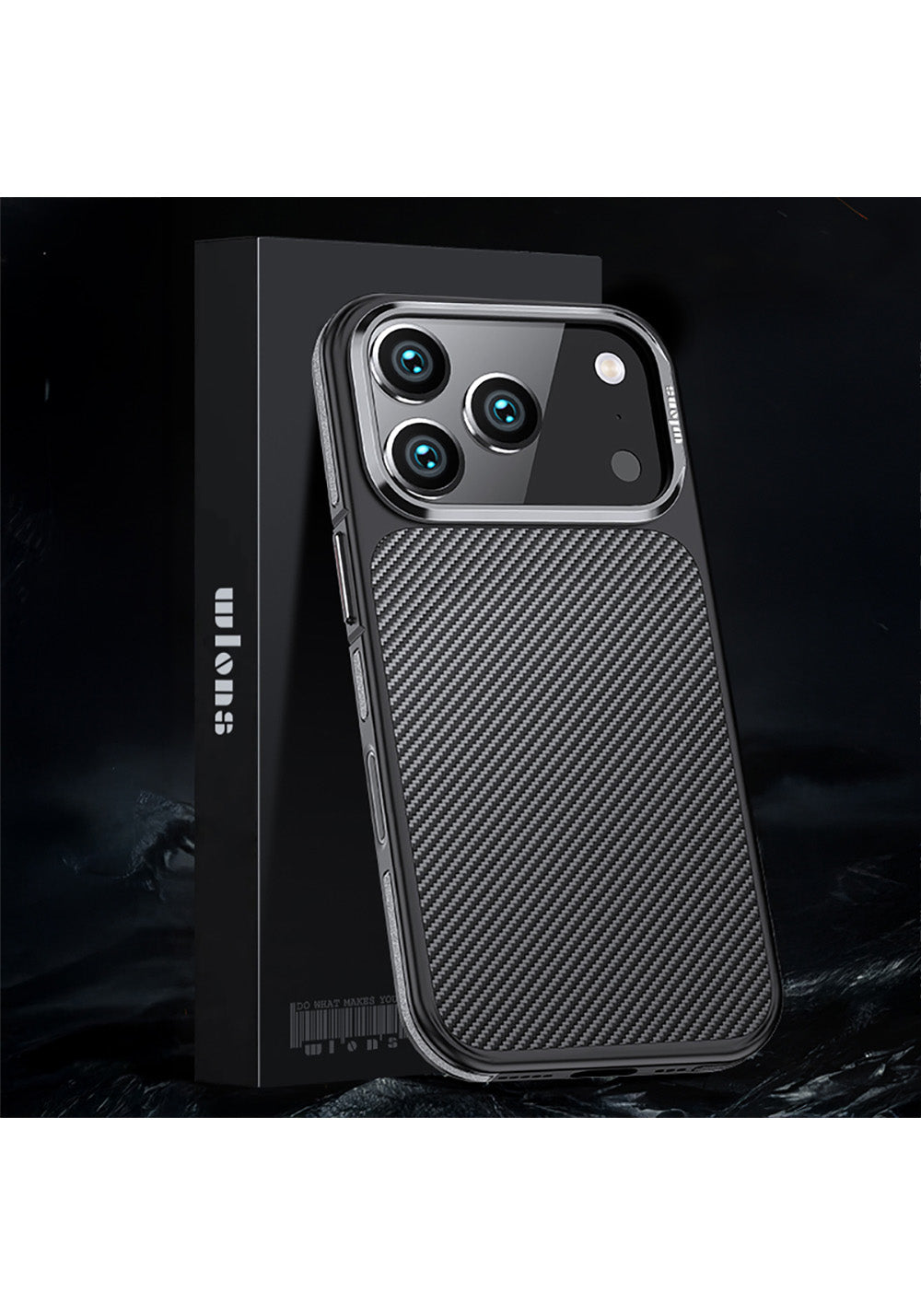 Apple iPhone 17 Pro Max Kılıf Karbon Fiber Görünümlü Wlons Marin Kapak