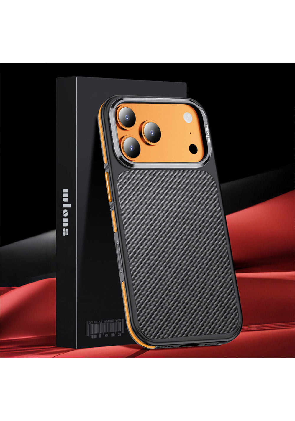 Apple iPhone 17 Pro Max Kılıf Karbon Fiber Görünümlü Wlons Marin Kapak