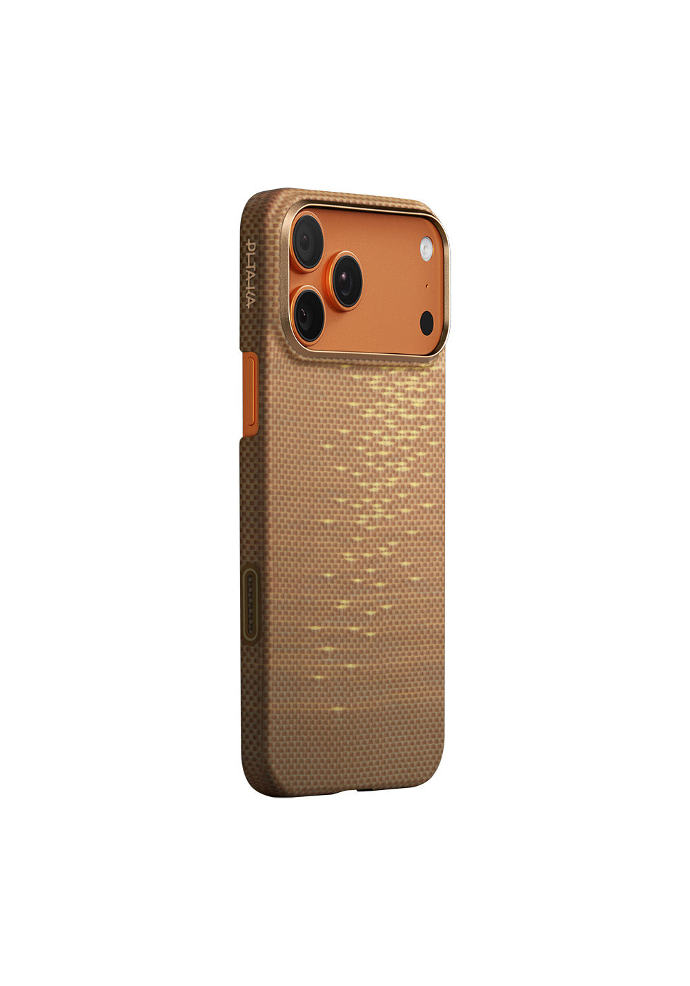 Apple iPhone 17 Pro Kılıf Manyetik Şarj Uyumlu Aramid Karbon Fiber Pitaka Glints of Gold Ultra Slim Serisi Kapak