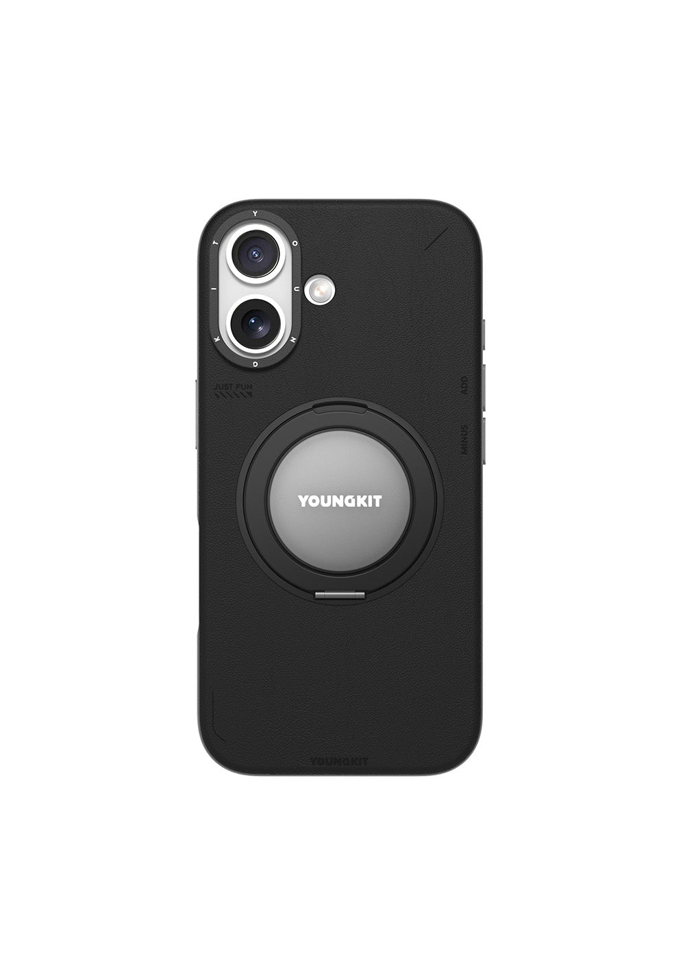 Apple iPhone 17 Kılıf Manyetik Şarj Uyumlu 360 Derece Standlı Basit Mat Deri Desenli Youngkit Tech Leather Serisi Kapak