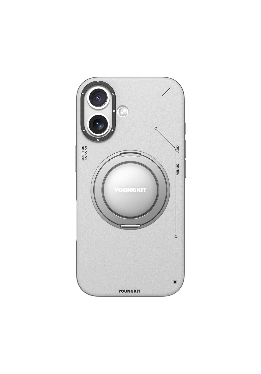 Apple iPhone 17 Kılıf Manyetik Şarj Uyumlu 360 Derece Standlı Basit Mat Deri Desenli Youngkit Tech Leather Serisi Kapak