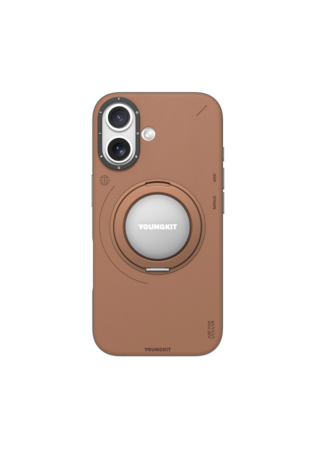 Apple iPhone 17 Kılıf Manyetik Şarj Uyumlu 360 Derece Standlı Basit Mat Deri Desenli Youngkit Tech Leather Serisi Kapak