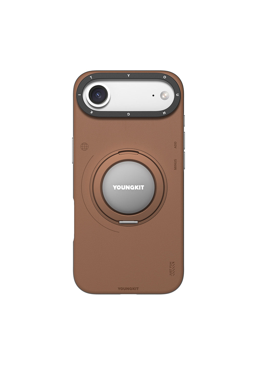 Apple iPhone 17 Air Kılıf Manyetik Şarj Uyumlu 360 Derece Standlı Basit Mat Deri Desenli Youngkit Tech Leather Serisi Kapak
