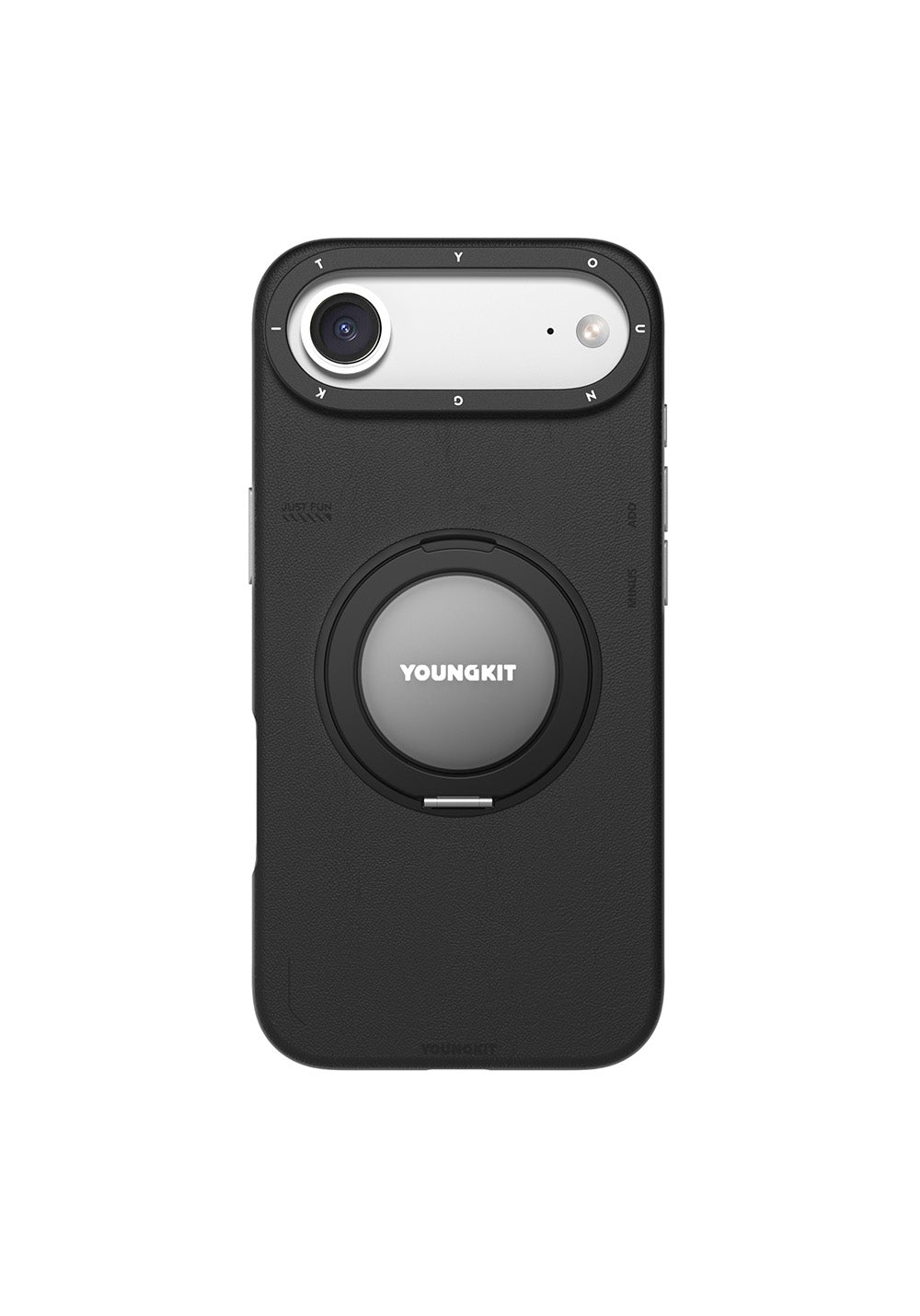 Apple iPhone 17 Air Kılıf Manyetik Şarj Uyumlu 360 Derece Standlı Basit Mat Deri Desenli Youngkit Tech Leather Serisi Kapak