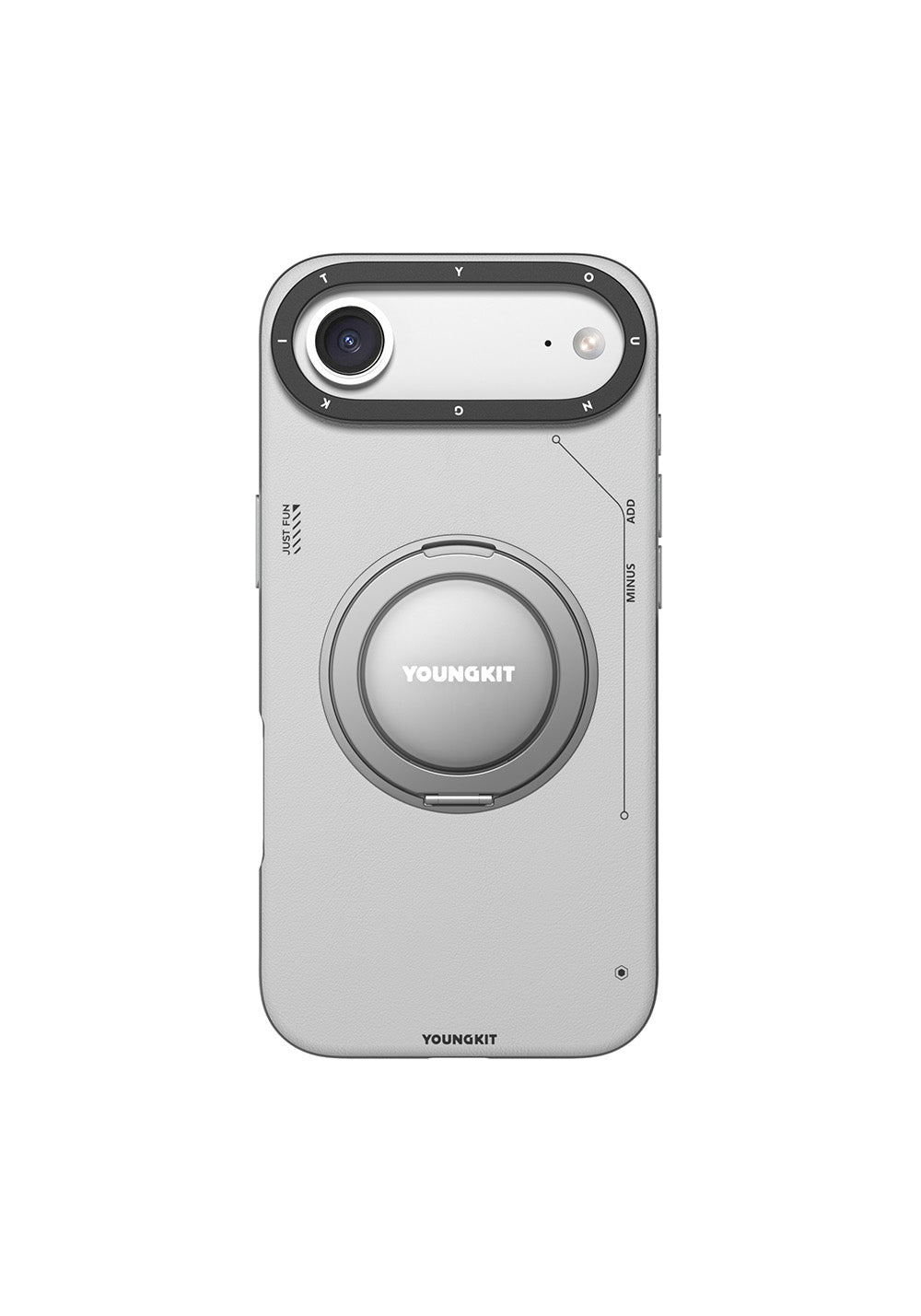Apple iPhone 17 Air Kılıf Manyetik Şarj Uyumlu 360 Derece Standlı Basit Mat Deri Desenli Youngkit Tech Leather Serisi Kapak