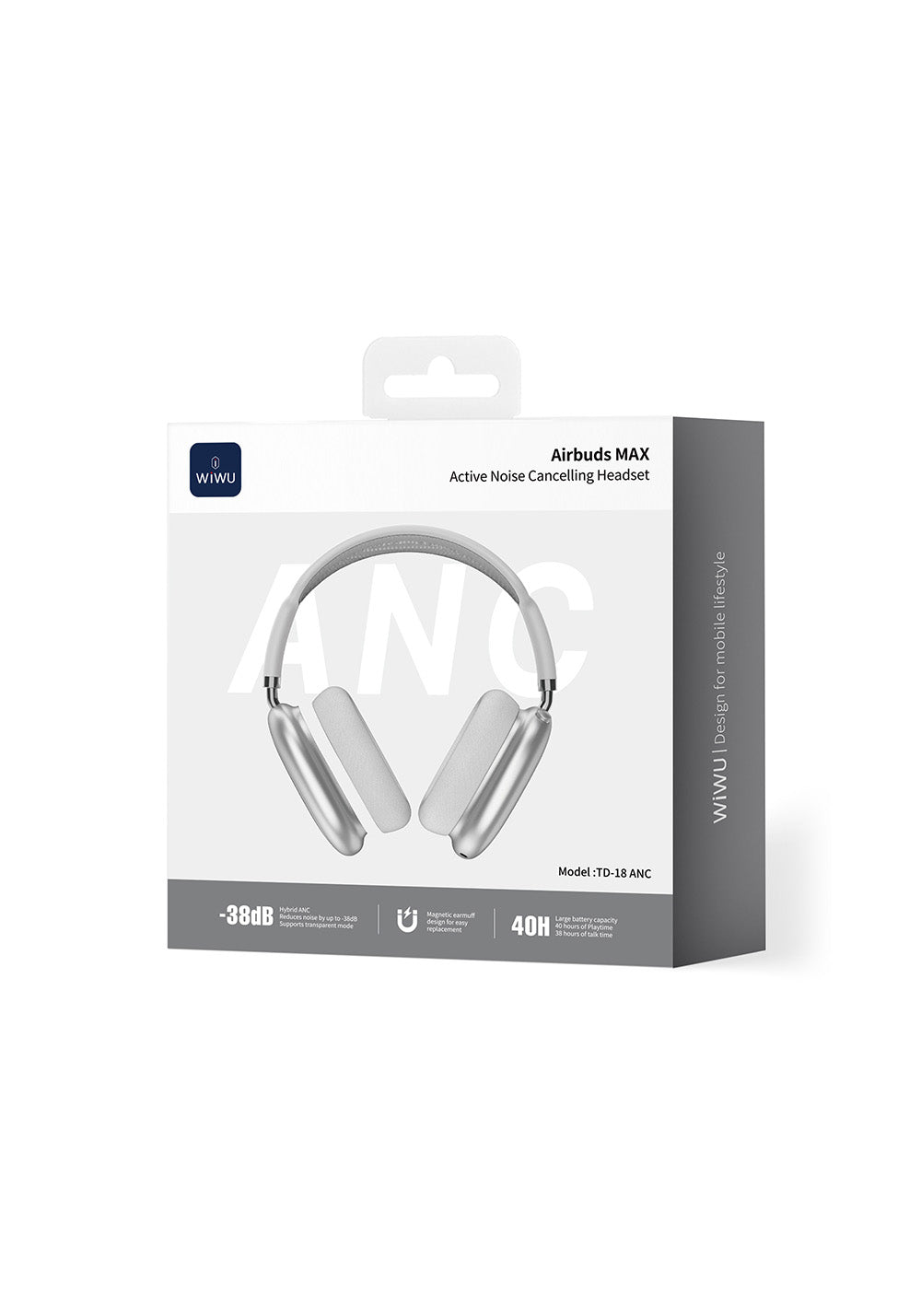 Wiwu Airbuds Max TD-18 ANC Aktif Gürültü Önleyicili Kulak Üstü Bluetooth Kulaklık v6.0