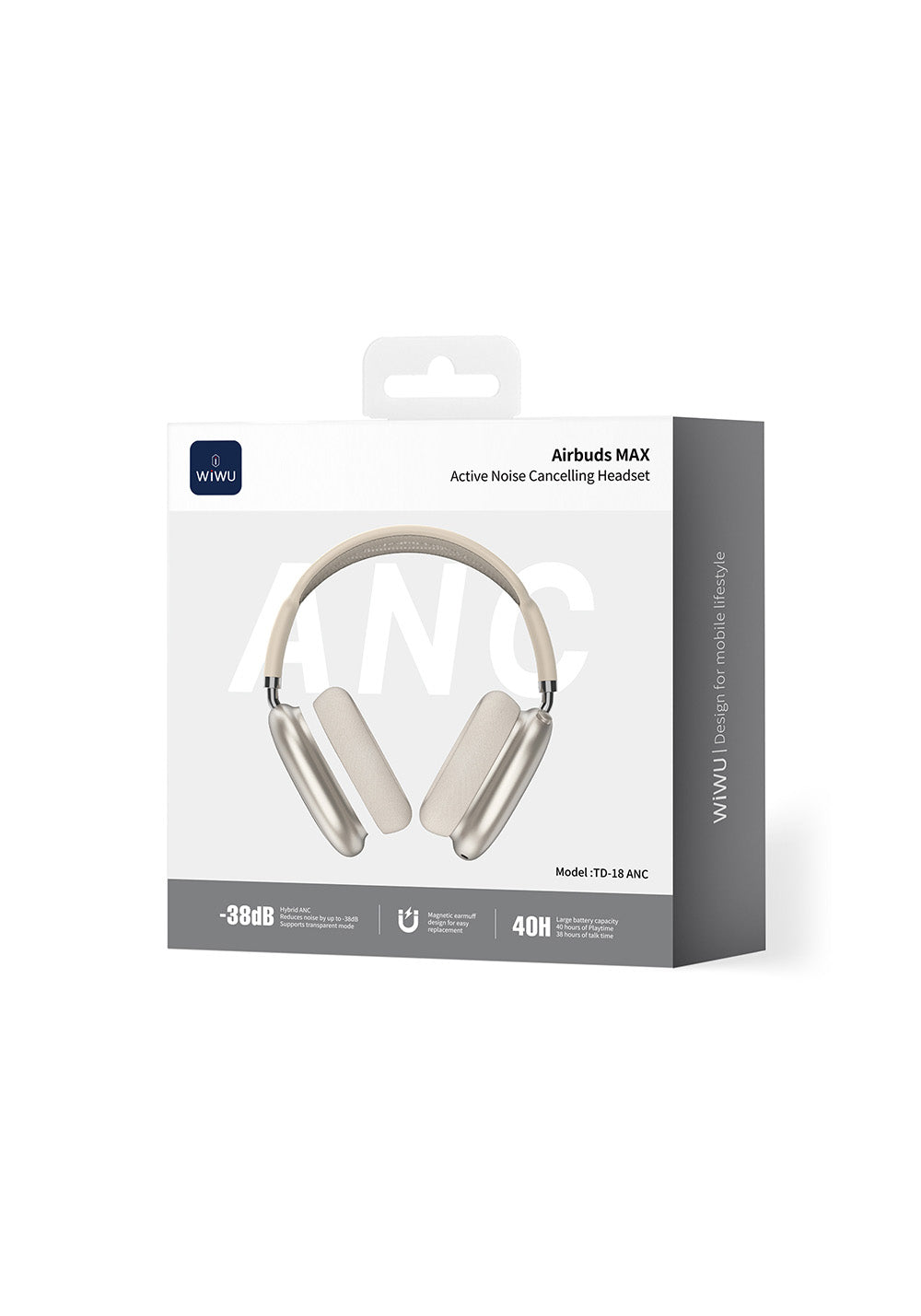 Wiwu Airbuds Max TD-18 ANC Aktif Gürültü Önleyicili Kulak Üstü Bluetooth Kulaklık v6.0