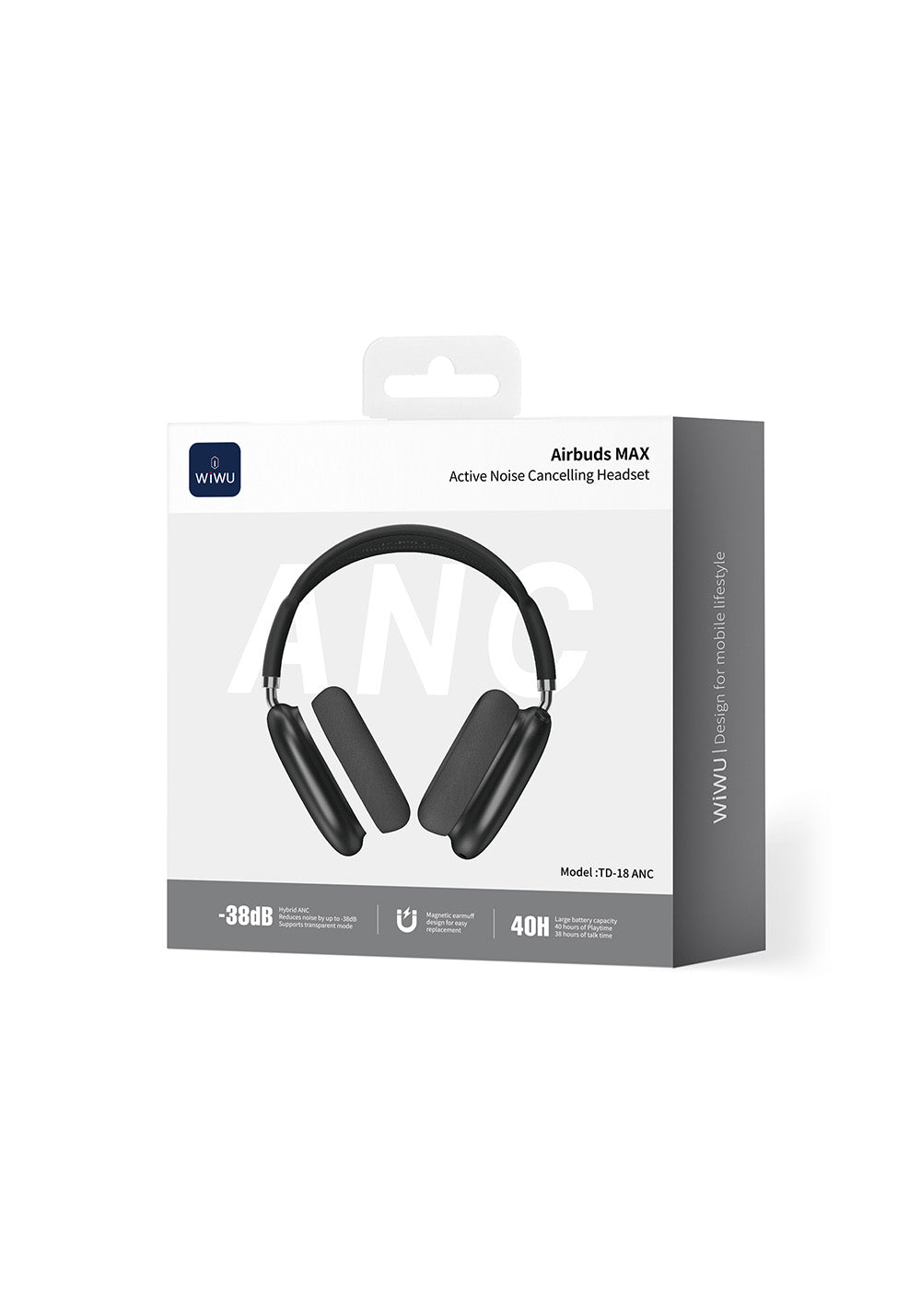 Wiwu Airbuds Max TD-18 ANC Aktif Gürültü Önleyicili Kulak Üstü Bluetooth Kulaklık v6.0