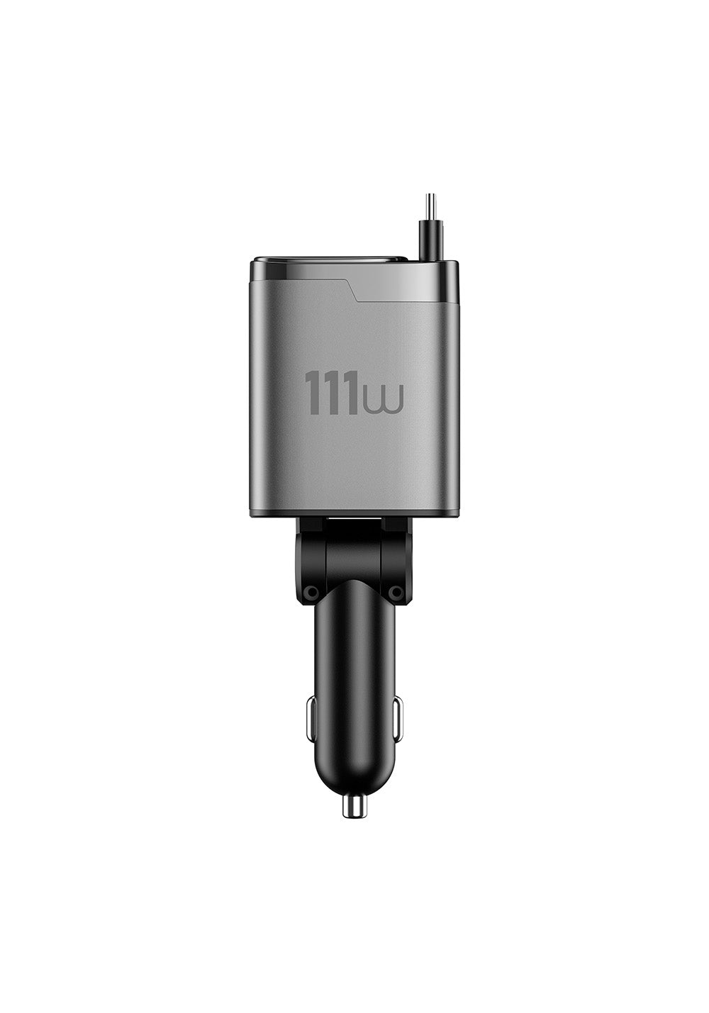 Wiwu Wi-CC034 Type-C + USB-A Hızlı Şarj Özellikli GaN Teknolojili Dahili Kablolu Araç Şarj Aleti 111W