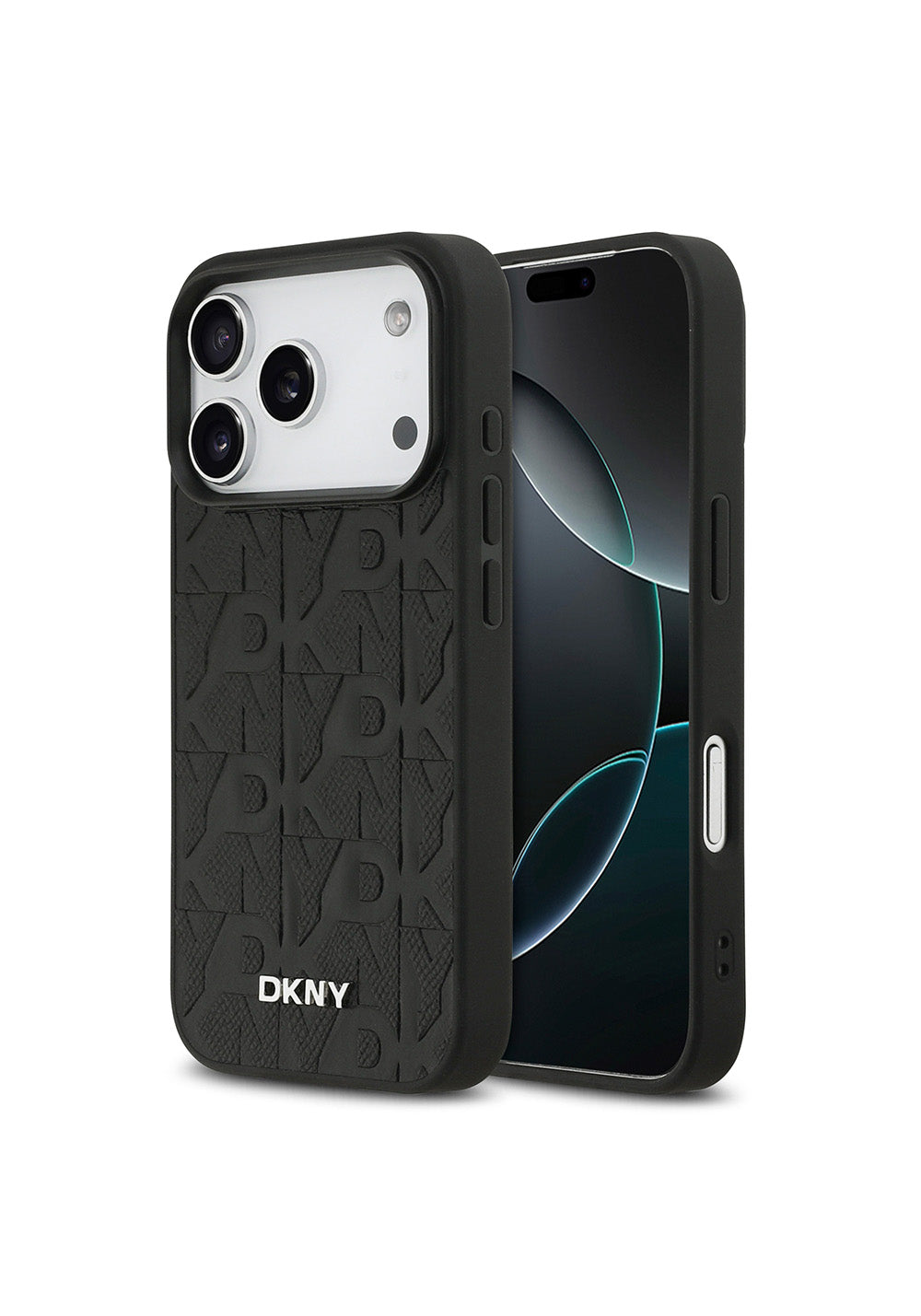 Apple iPhone 17 Pro Kılıf DKNY Orijinal Lisanslı Manyetik Şarj Uyumlu 3D Yazılı Grid Pattern Kapak
