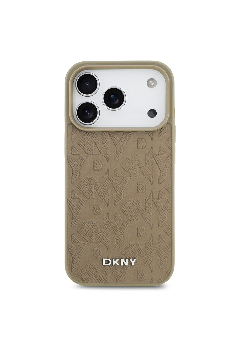 Apple iPhone 17 Pro Kılıf DKNY Orijinal Lisanslı Manyetik Şarj Uyumlu 3D Yazılı Grid Pattern Kapak