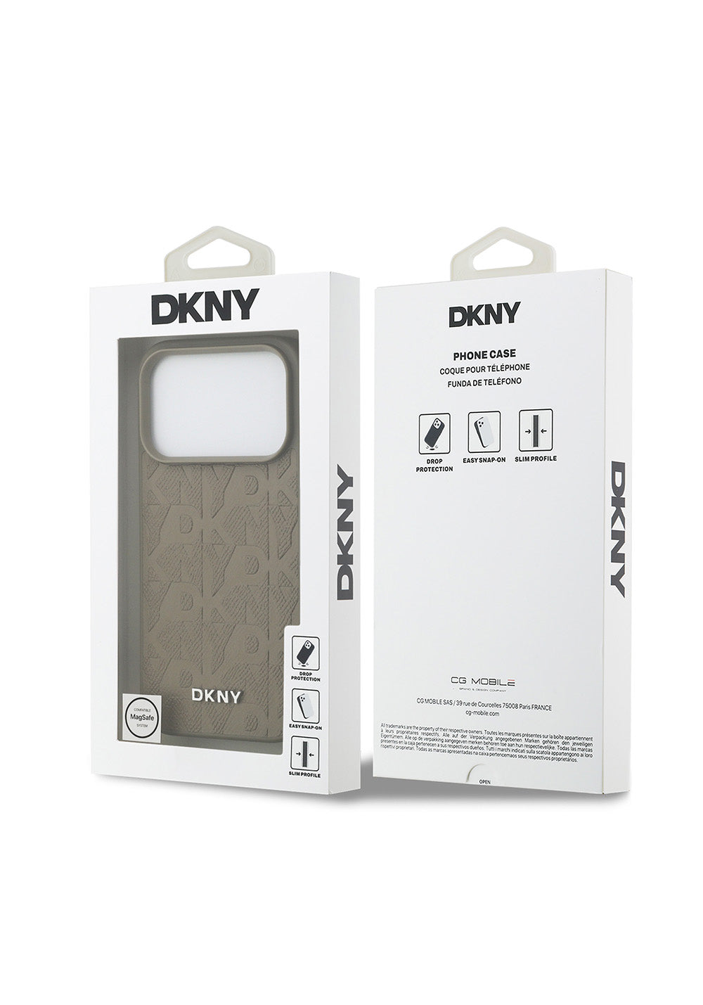 Apple iPhone 17 Pro Kılıf DKNY Orijinal Lisanslı Manyetik Şarj Uyumlu 3D Yazılı Grid Pattern Kapak