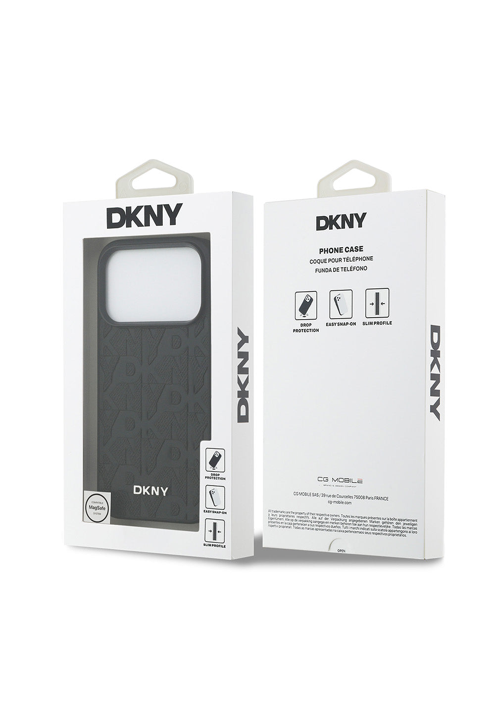 Apple iPhone 17 Pro Kılıf DKNY Orijinal Lisanslı Manyetik Şarj Uyumlu 3D Yazılı Grid Pattern Kapak