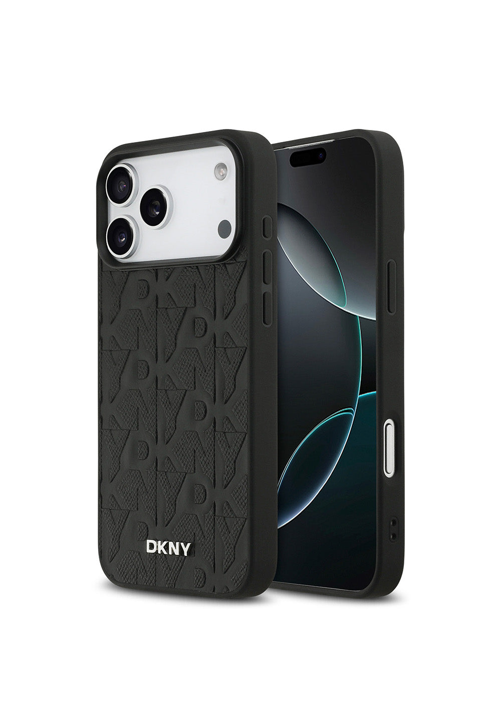 Apple iPhone 17 Pro Max Kılıf DKNY Orijinal Lisanslı Manyetik Şarj Uyumlu 3D Yazılı Grid Pattern Kapak