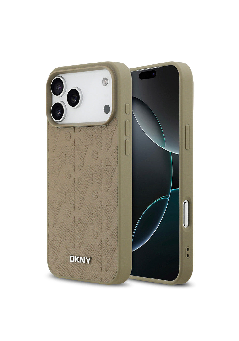 Apple iPhone 17 Pro Max Kılıf DKNY Orijinal Lisanslı Manyetik Şarj Uyumlu 3D Yazılı Grid Pattern Kapak