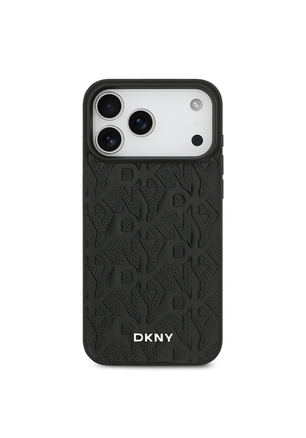 Apple iPhone 17 Pro Max Kılıf DKNY Orijinal Lisanslı Manyetik Şarj Uyumlu 3D Yazılı Grid Pattern Kapak