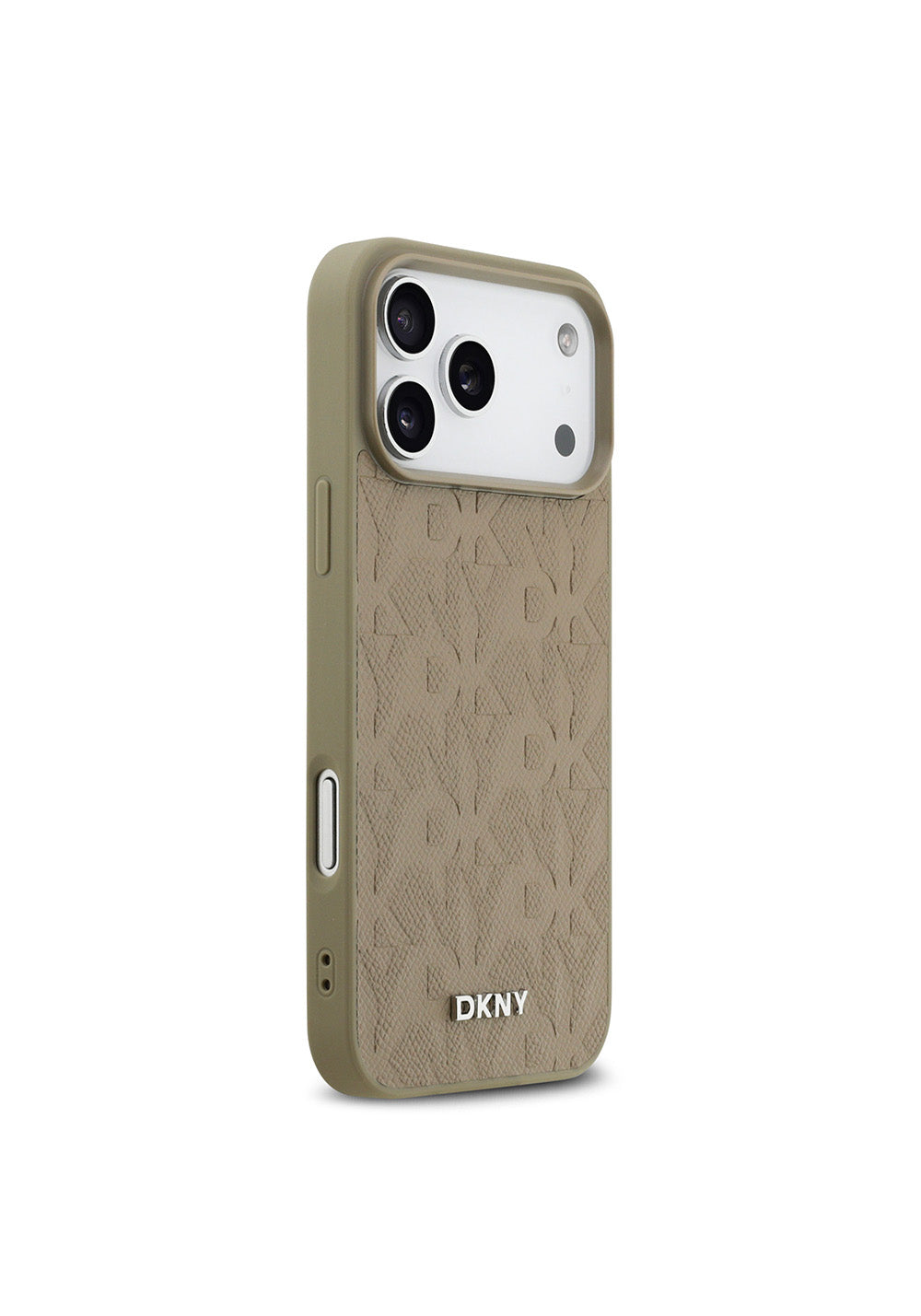 Apple iPhone 17 Pro Max Kılıf DKNY Orijinal Lisanslı Manyetik Şarj Uyumlu 3D Yazılı Grid Pattern Kapak