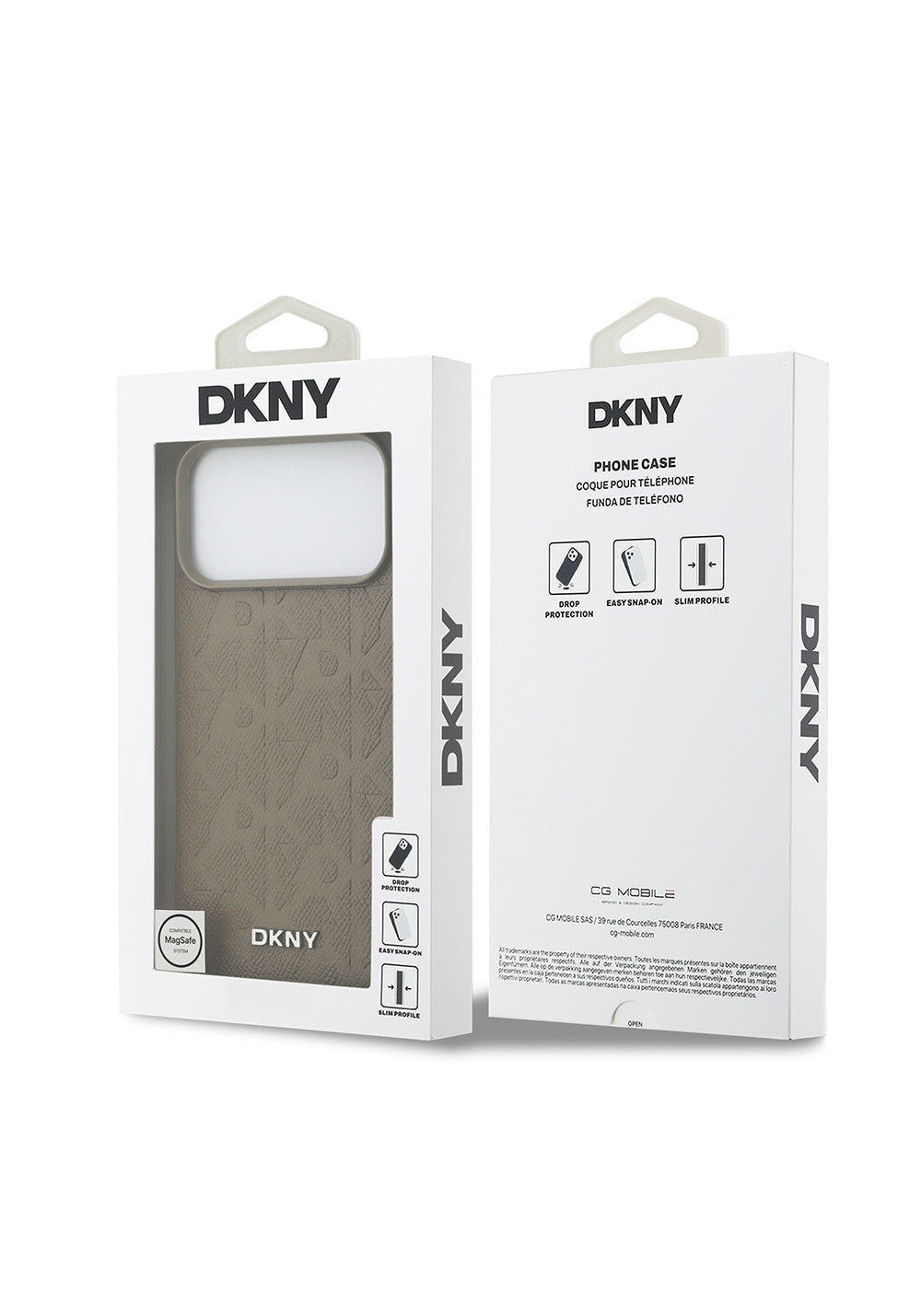 Apple iPhone 17 Pro Max Kılıf DKNY Orijinal Lisanslı Manyetik Şarj Uyumlu 3D Yazılı Grid Pattern Kapak