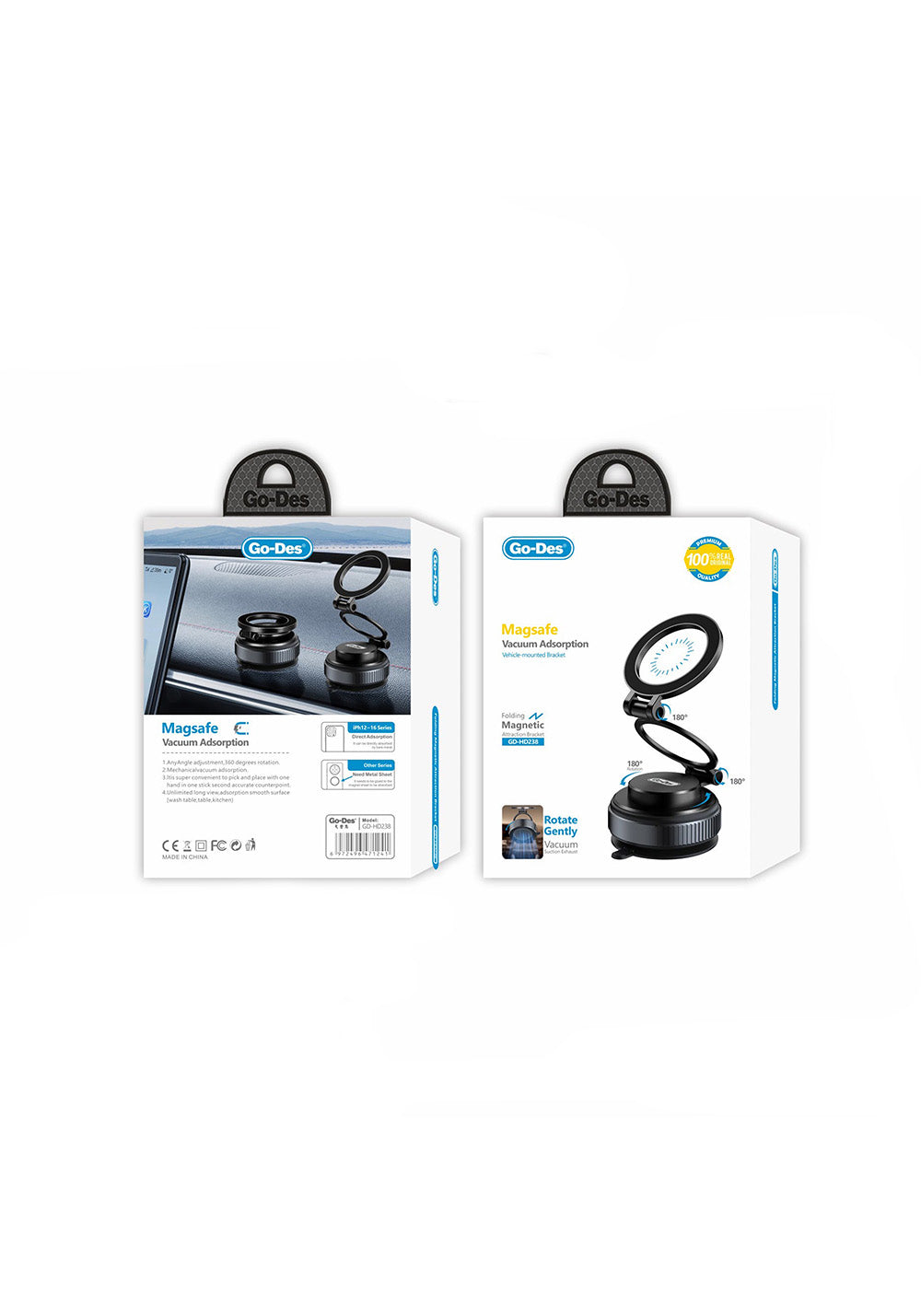 Go Des GD-HD238 360 Derece Dönebilen Vakum Özellikli Magnetik Telefon Tutucu