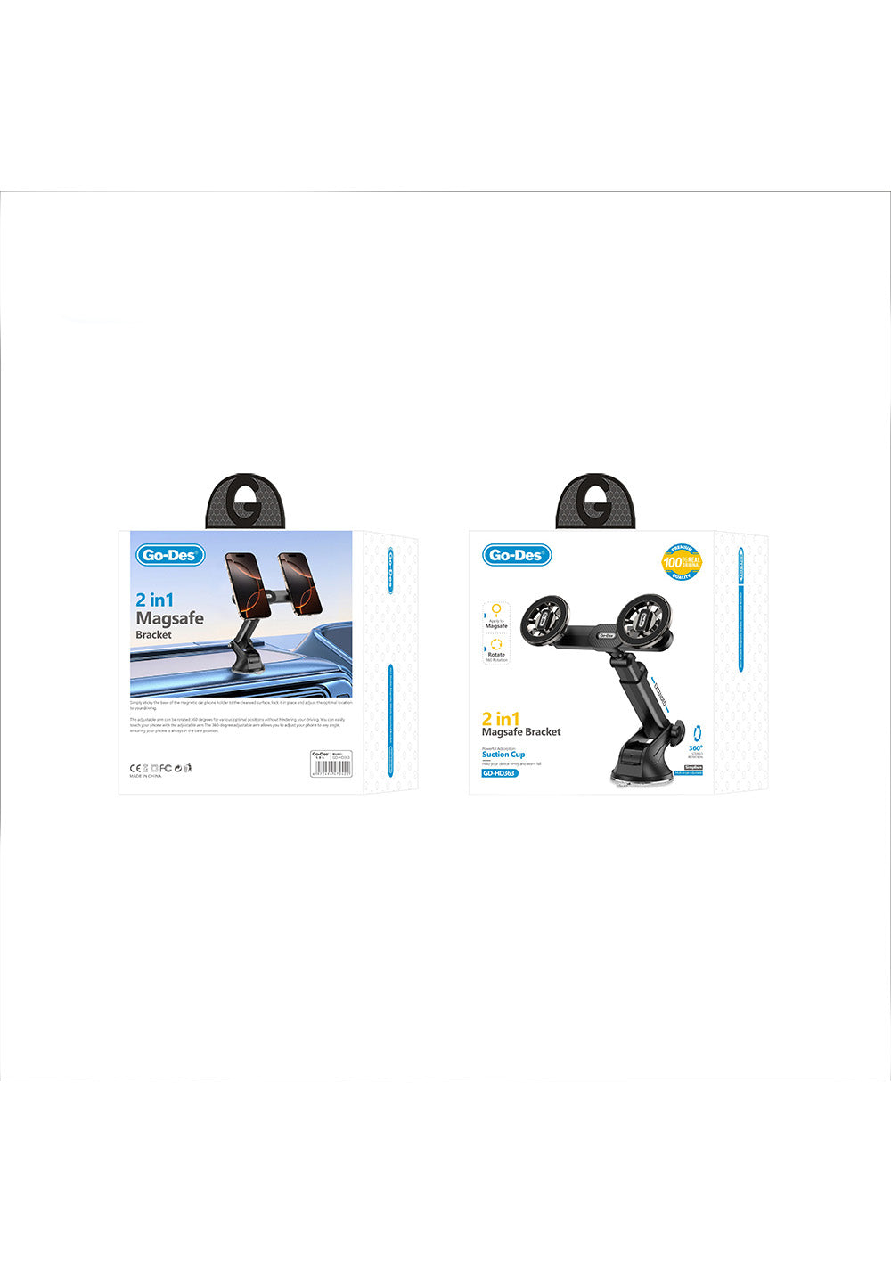 Go Des GD-HD363 360 Derece Dönebilen Uzatılabilir 2in1 Araç Telefon Tutucu